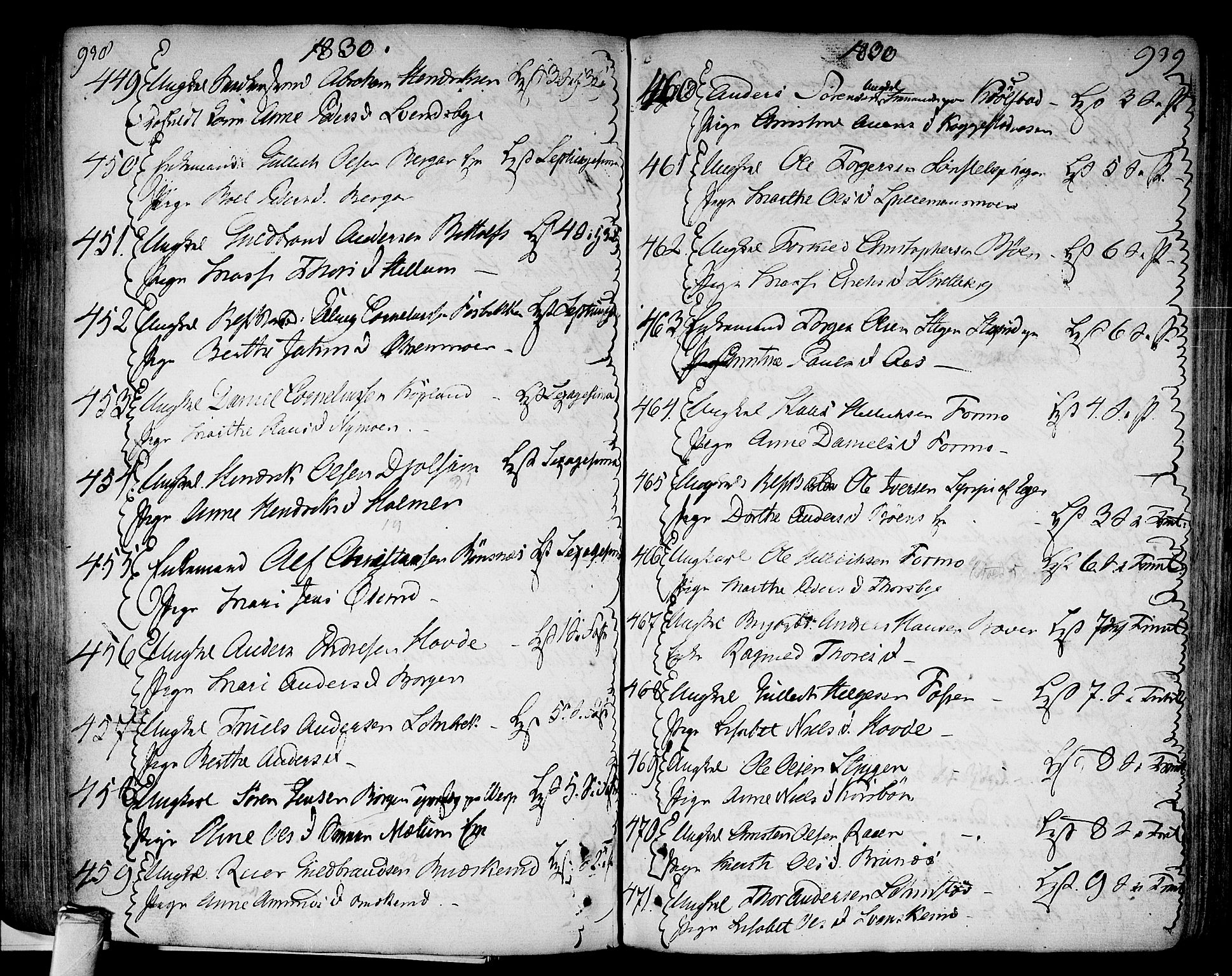 Modum kirkebøker, AV/SAKO-A-234/F/Fa/L0003: Parish register (official) no. 3, 1783-1819, p. 938-939