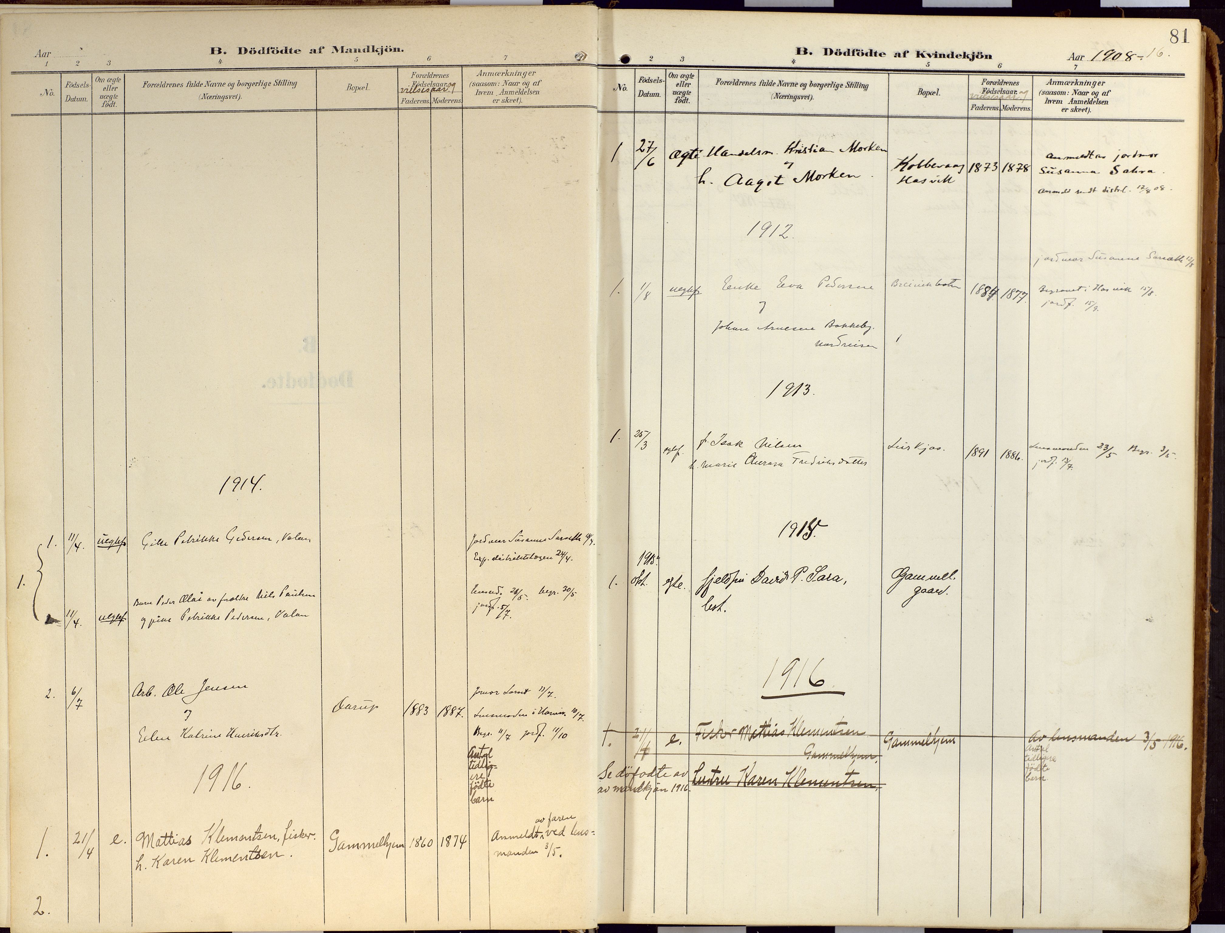 Loppa sokneprestkontor, AV/SATØ-S-1339/H/Ha/L0010kirke: Parish register (official) no. 10, 1907-1922, p. 81