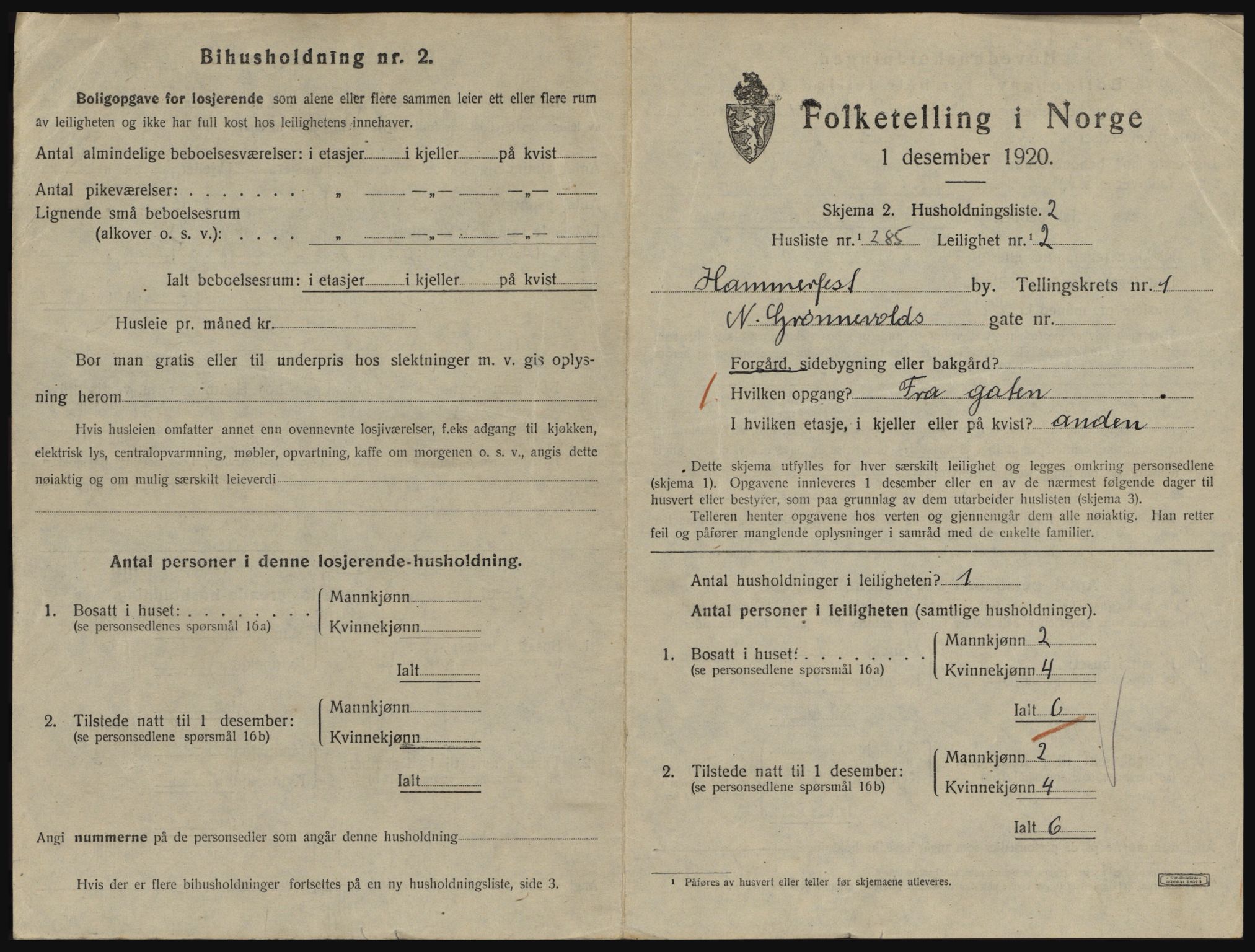 SATØ, 1920 census for Hammerfest, 1920, p. 1878