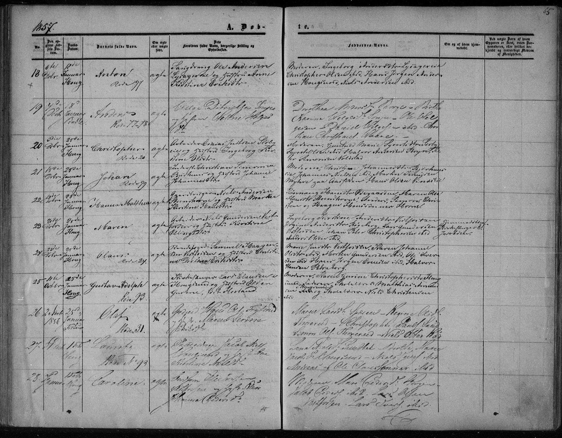 Eiker kirkebøker, AV/SAKO-A-4/F/Fa/L0015a: Parish register (official) no. I 15A, 1854-1860, p. 65