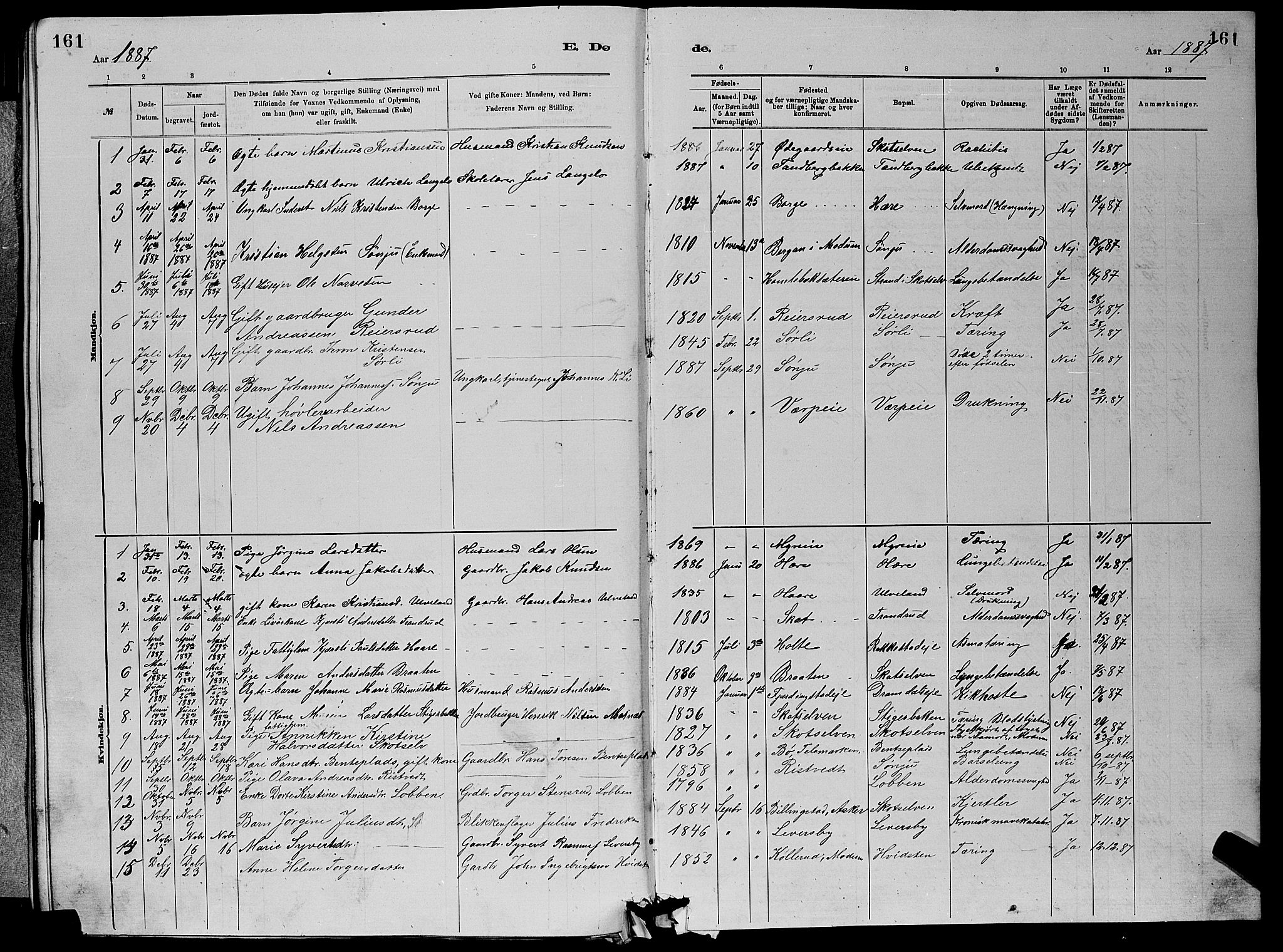 Eiker kirkebøker, AV/SAKO-A-4/G/Gb/L0003: Parish register (copy) no. II 3, 1880-1893, p. 161