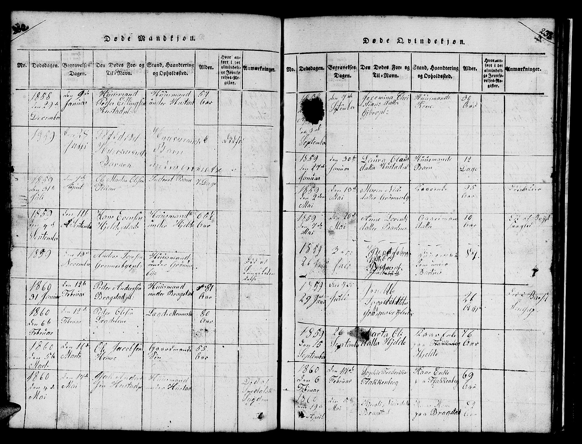 Ministerialprotokoller, klokkerbøker og fødselsregistre - Nord-Trøndelag, AV/SAT-A-1458/732/L0317: Parish register (copy) no. 732C01, 1816-1881, p. 232-233