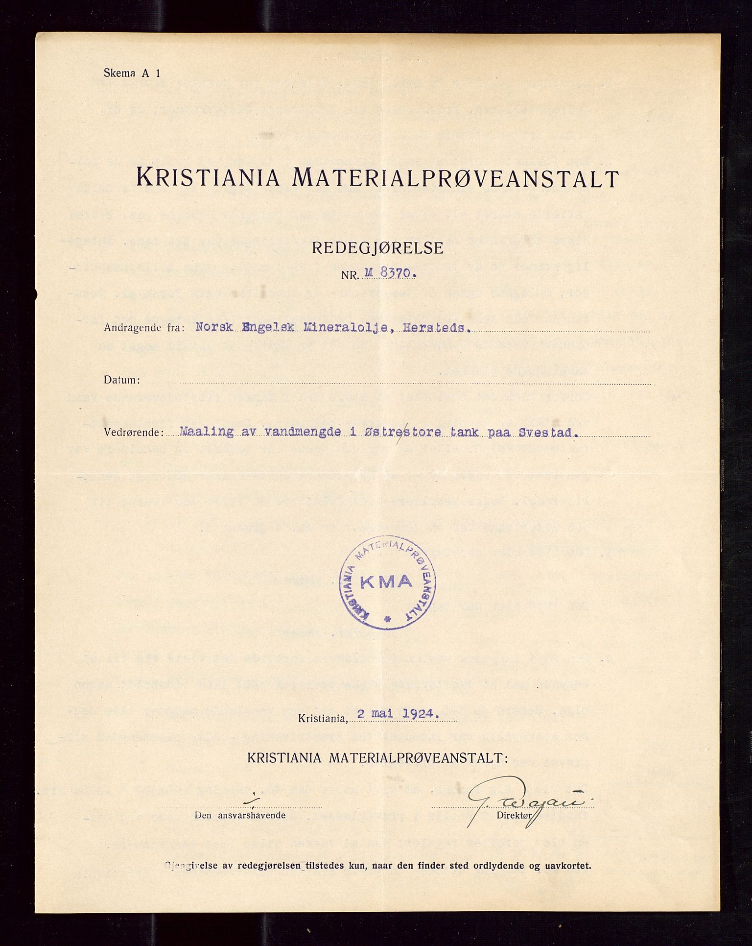 Pa 1521 - A/S Norske Shell, AV/SAST-A-101915/E/Ea/Eaa/L0013: Sjefskorrespondanse, 1924, p. 21