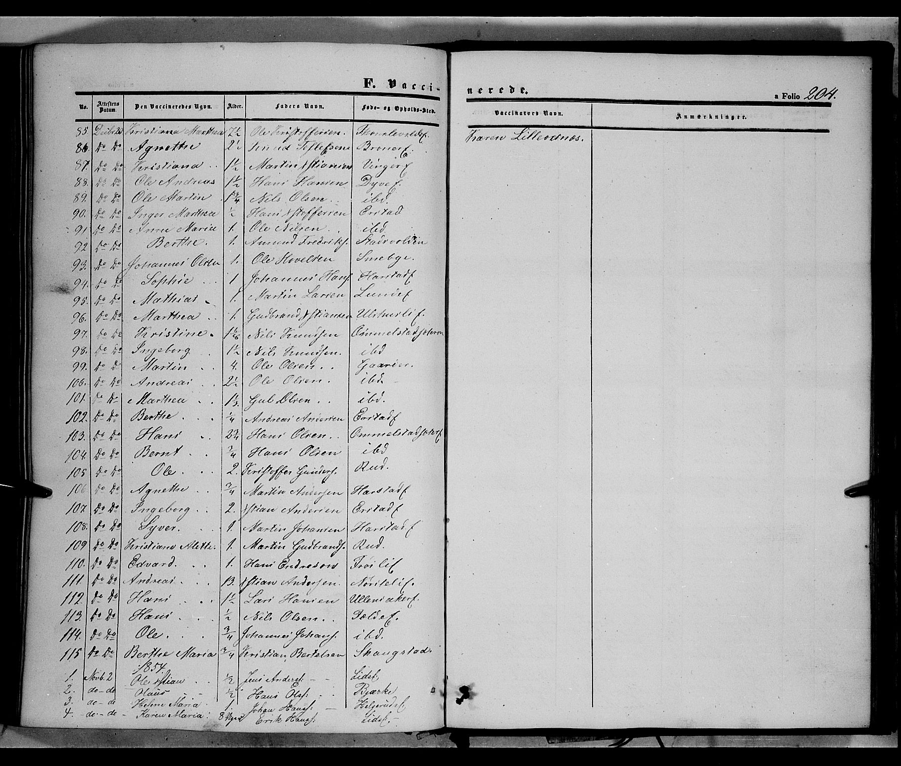 Land prestekontor, SAH/PREST-120/H/Ha/Haa/L0010: Parish register (official) no. 10, 1847-1859, p. 204