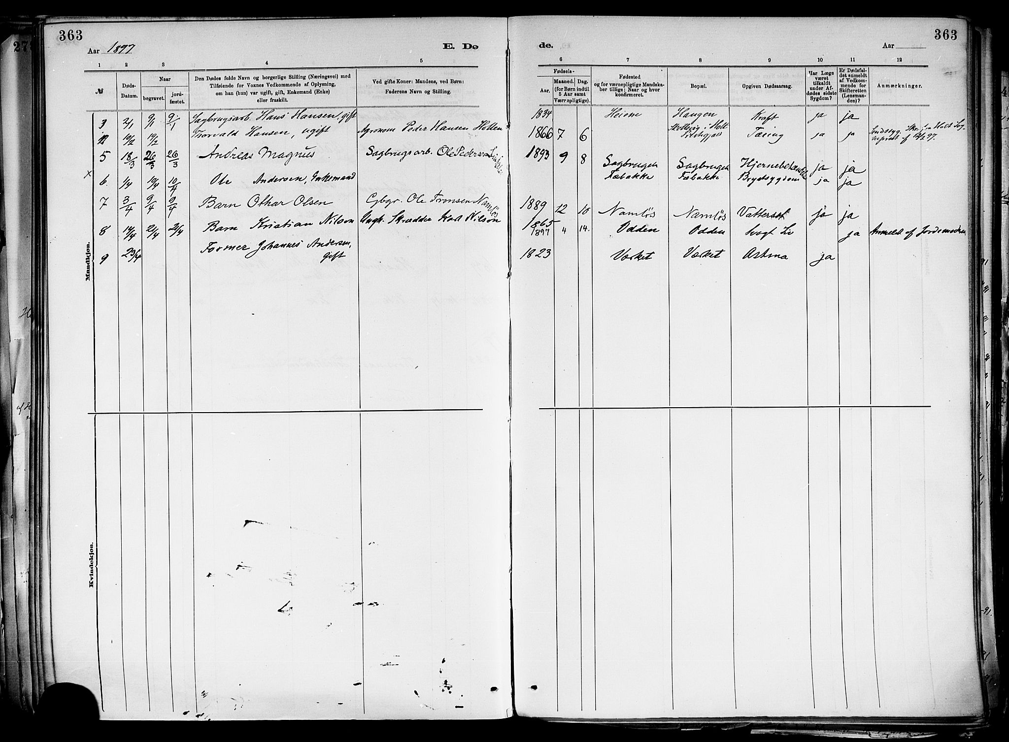 Holla kirkebøker, SAKO/A-272/F/Fa/L0008: Parish register (official) no. 8, 1882-1897, p. 363
