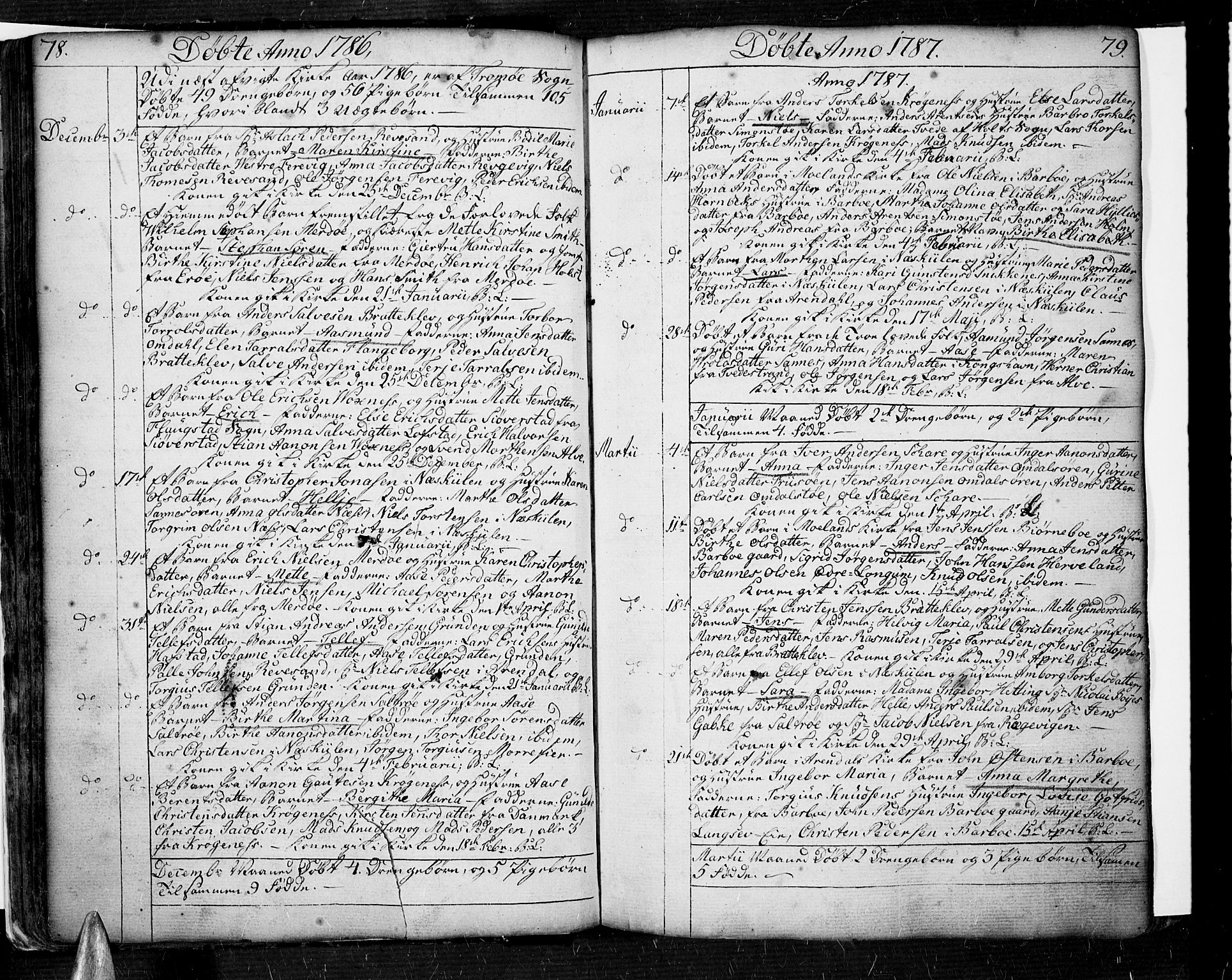 Tromøy sokneprestkontor, SAK/1111-0041/F/Fa/L0002: Parish register (official) no. A 2, 1773-1808, p. 78-79