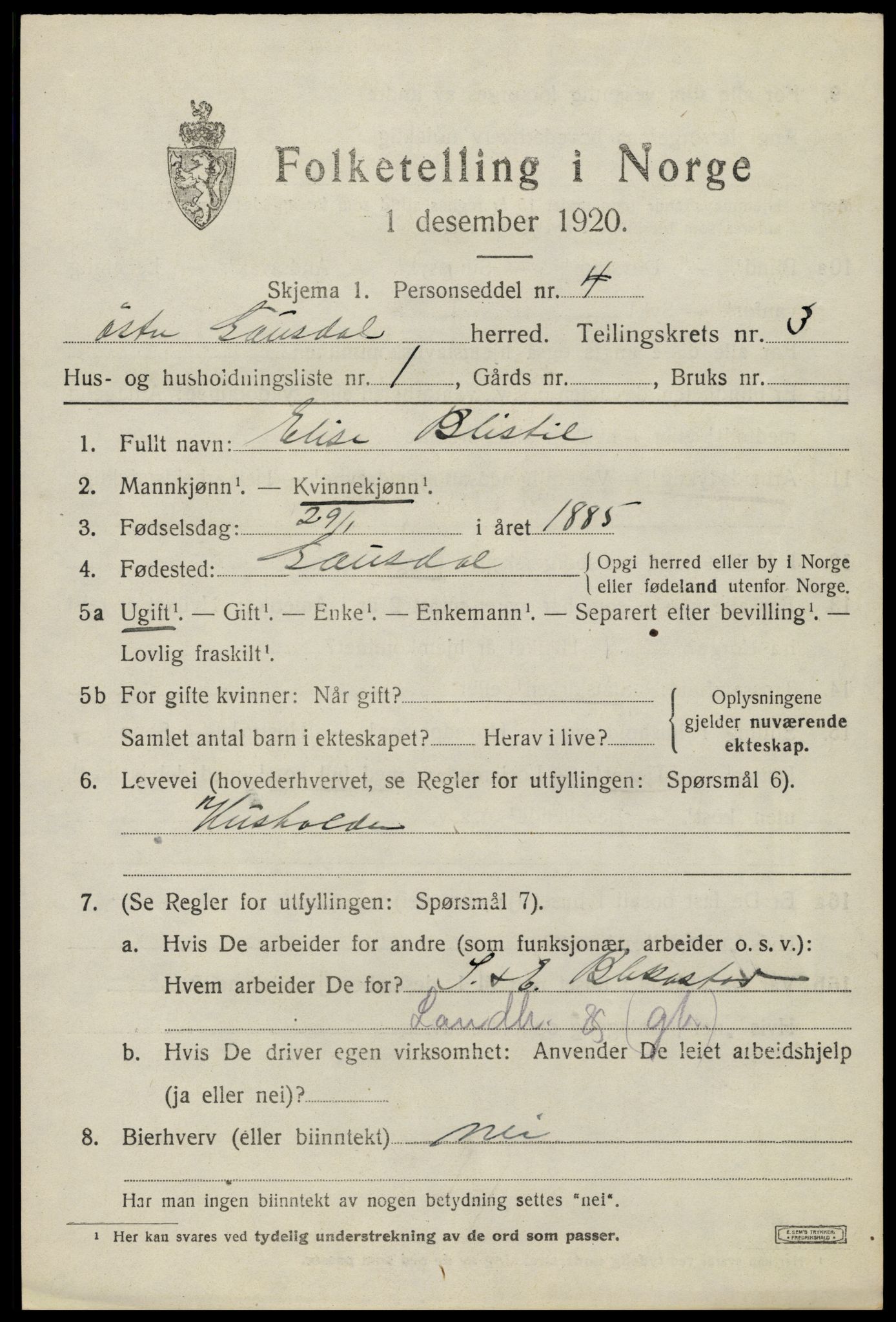 SAH, 1920 census for Østre Gausdal, 1920, p. 1916