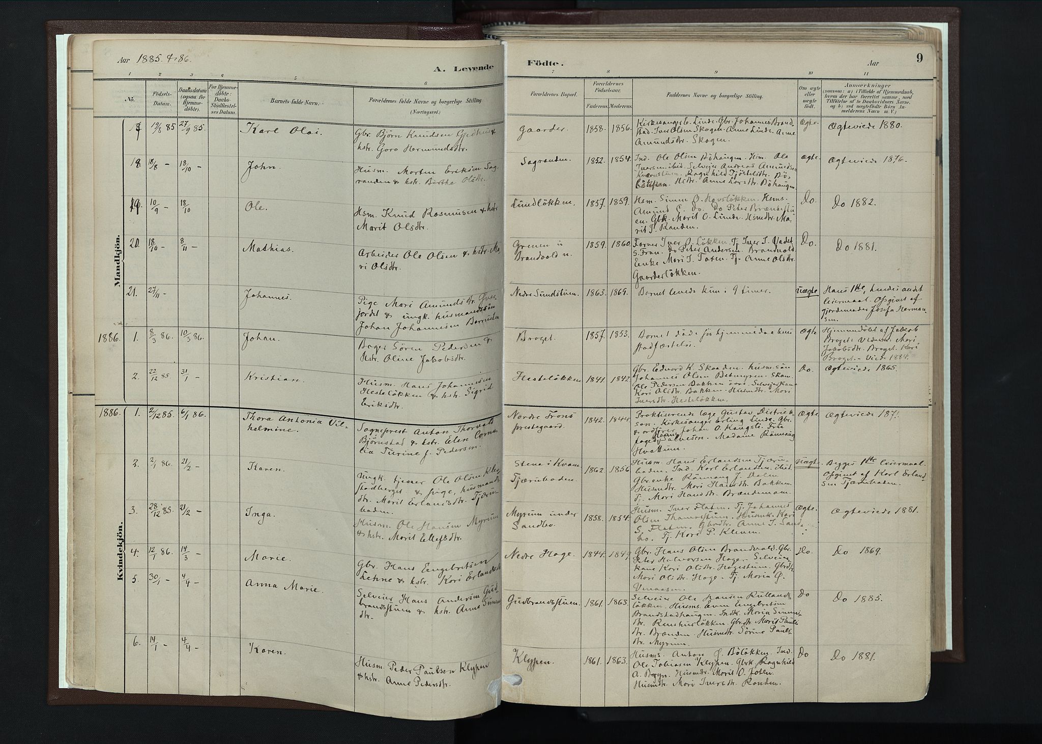 Nord-Fron prestekontor, AV/SAH-PREST-080/H/Ha/Haa/L0004: Parish register (official) no. 4, 1884-1914, p. 9