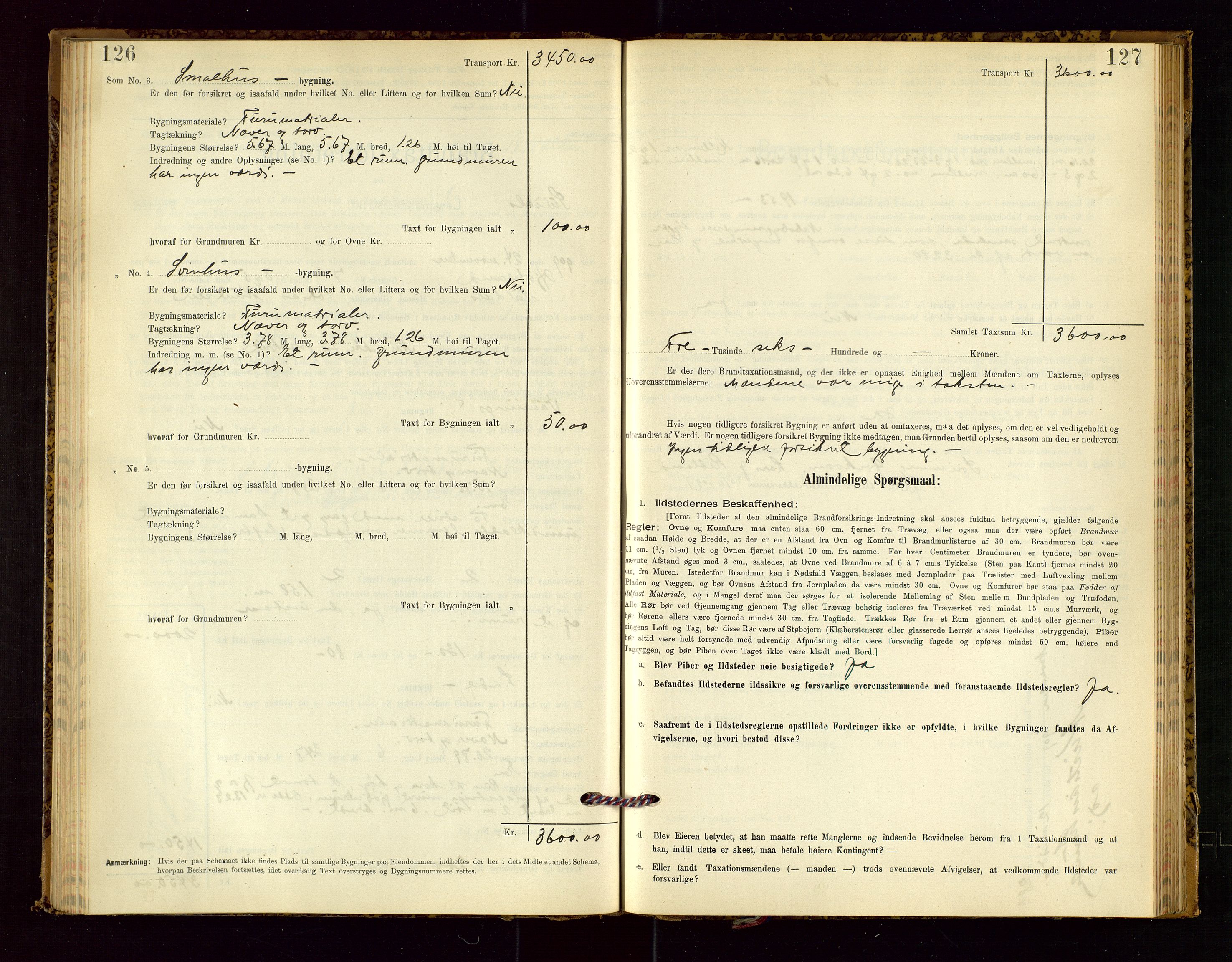 Suldal lensmannskontor, SAST/A-100419/Gob/L0001: "Brandtaxationsprotokol", 1894-1923, p. 126-127