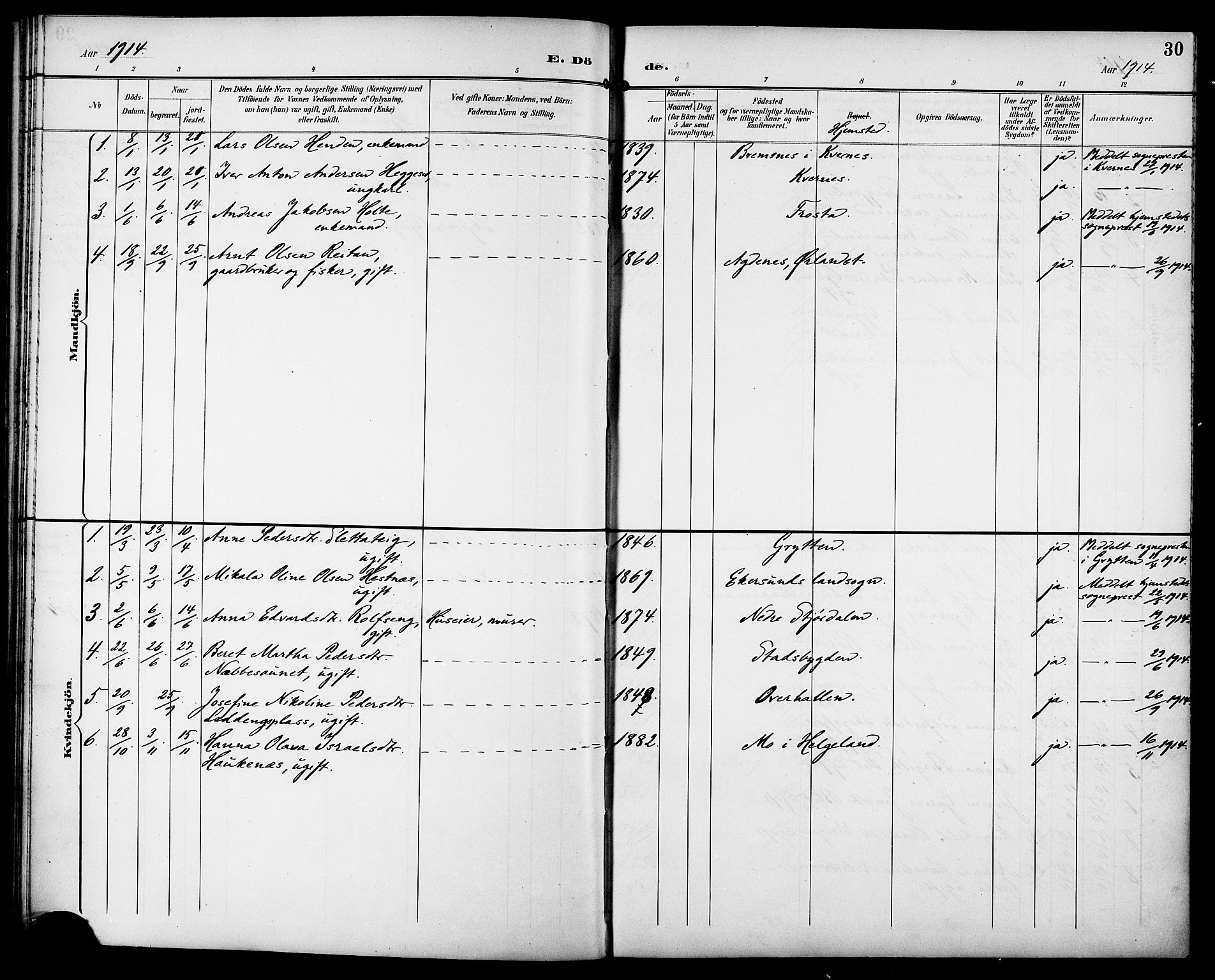 Ministerialprotokoller, klokkerbøker og fødselsregistre - Sør-Trøndelag, SAT/A-1456/629/L0486: Parish register (official) no. 629A02, 1894-1919, p. 30