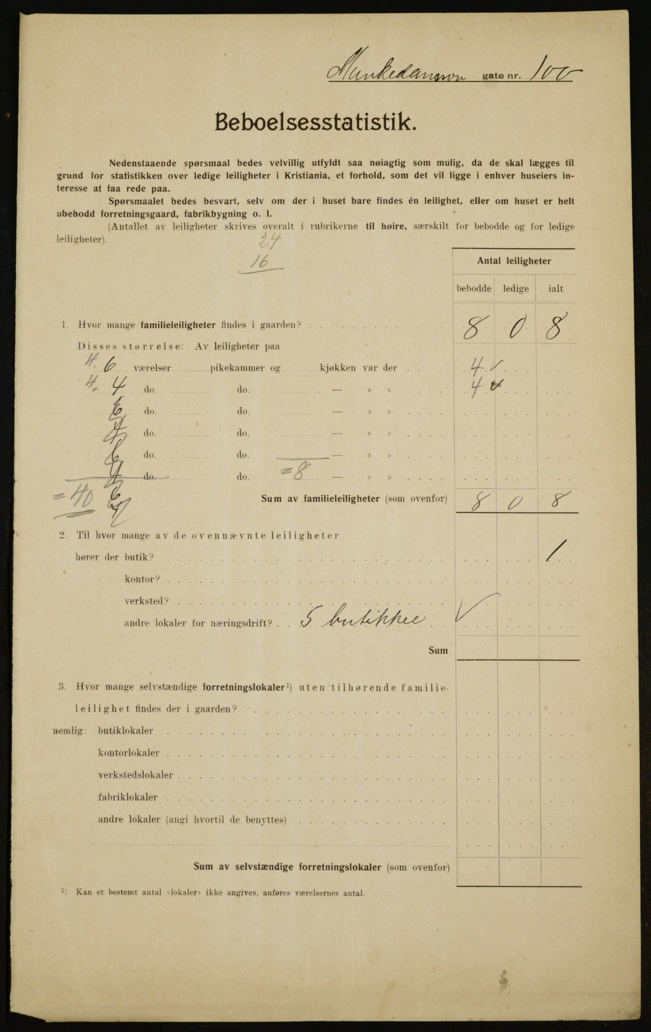 OBA, Municipal Census 1910 for Kristiania, 1910, p. 65595