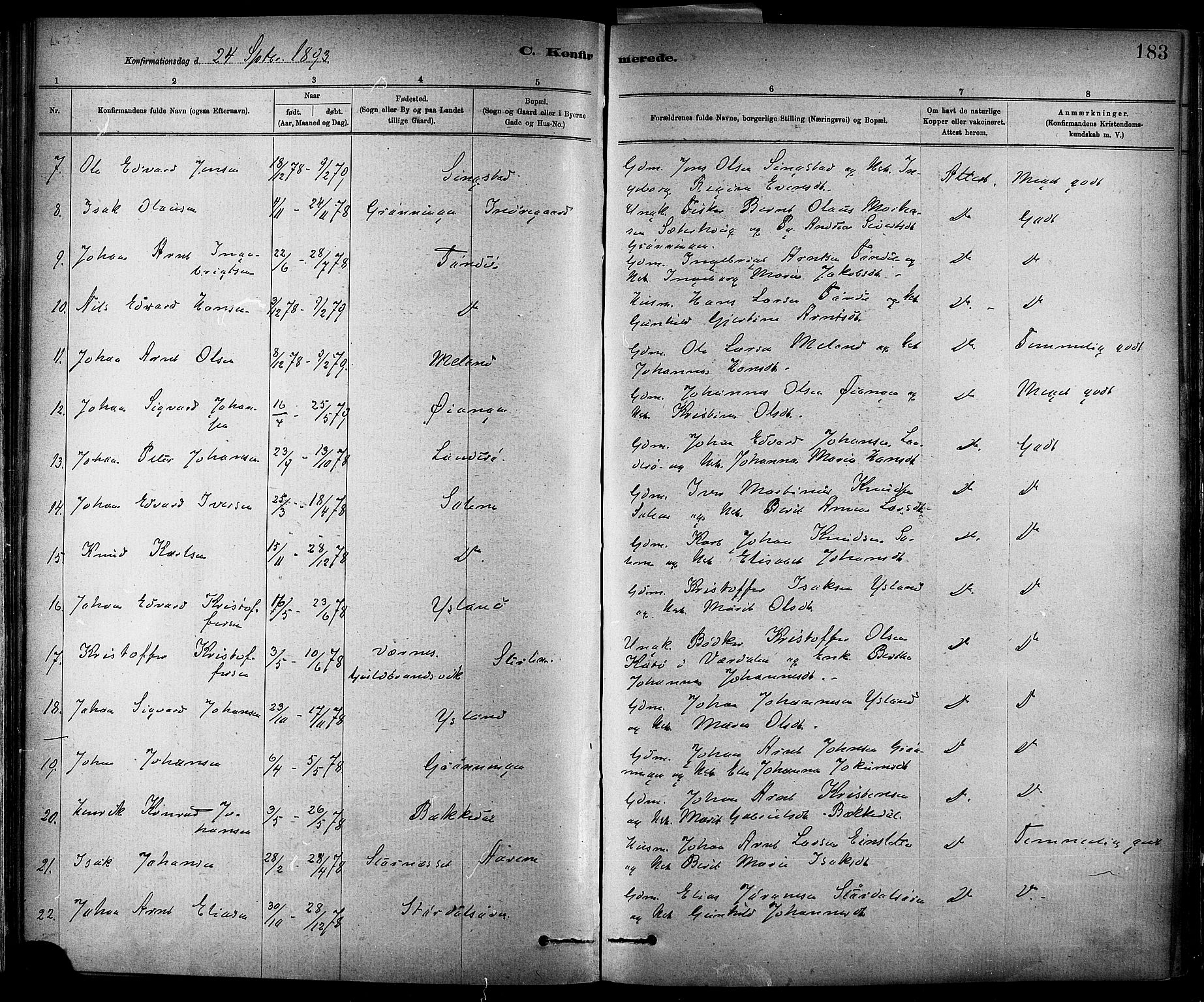Ministerialprotokoller, klokkerbøker og fødselsregistre - Sør-Trøndelag, SAT/A-1456/647/L0634: Parish register (official) no. 647A01, 1885-1896, p. 183