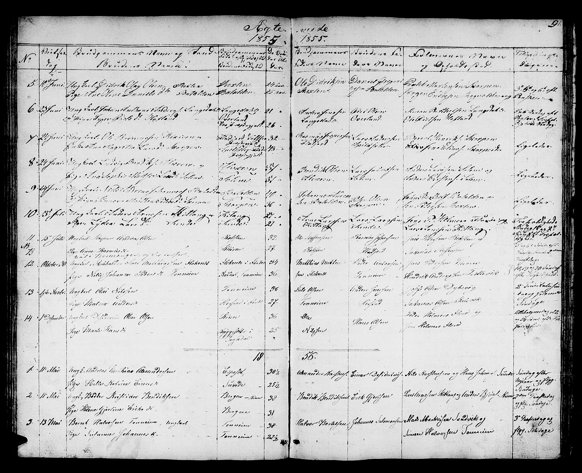 Kinn sokneprestembete, AV/SAB-A-80801/H/Hab/Haba/L0001: Parish register (copy) no. A 1, 1853-1868, p. 91