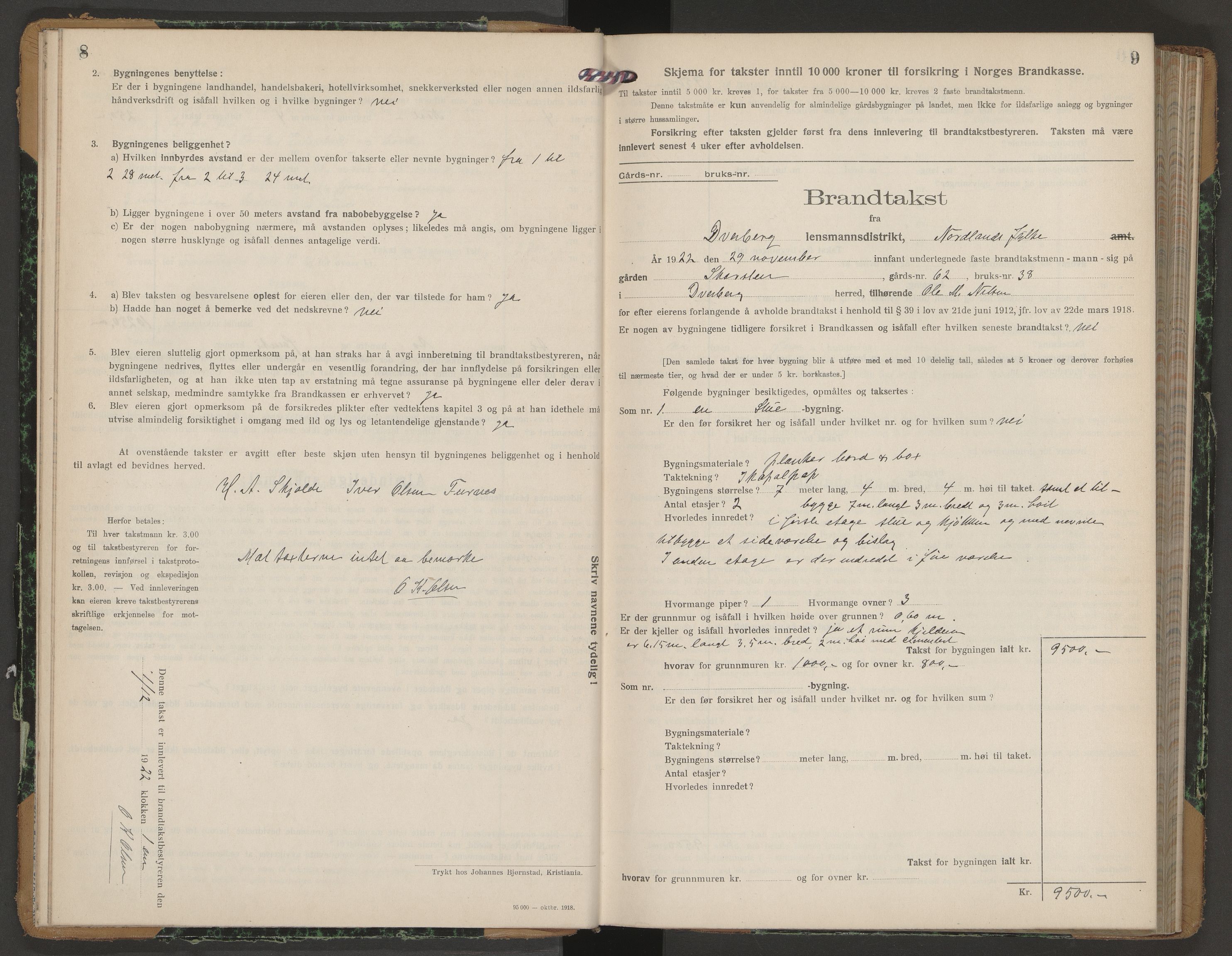 Andøy lensmannskontor, AV/SAT-A-1187/1/O/Oa/L0006: Branntakstprotokoll, 1922-1929