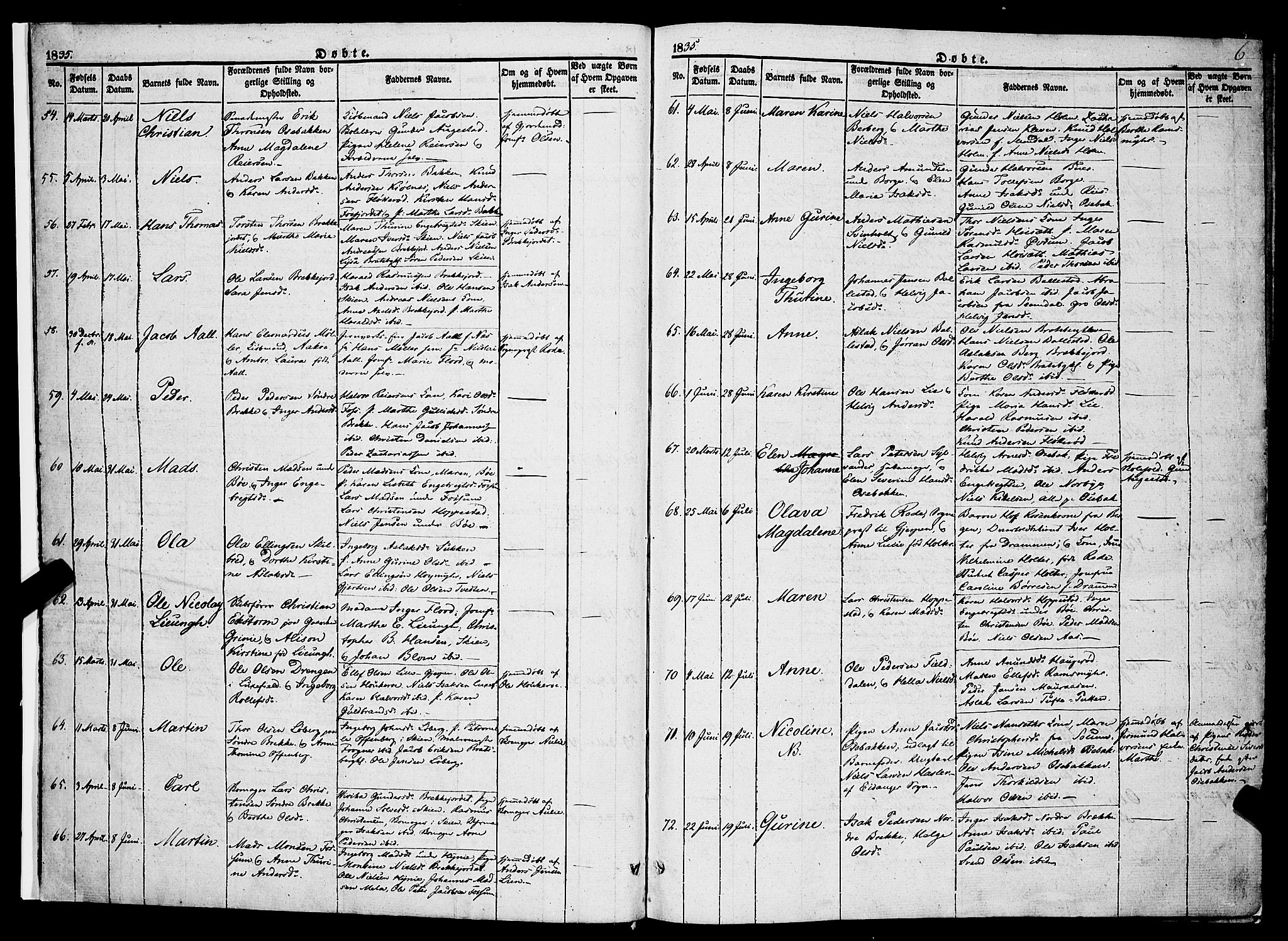 Gjerpen kirkebøker, SAKO/A-265/F/Fa/L0007a: Parish register (official) no. I 7A, 1834-1857, p. 6