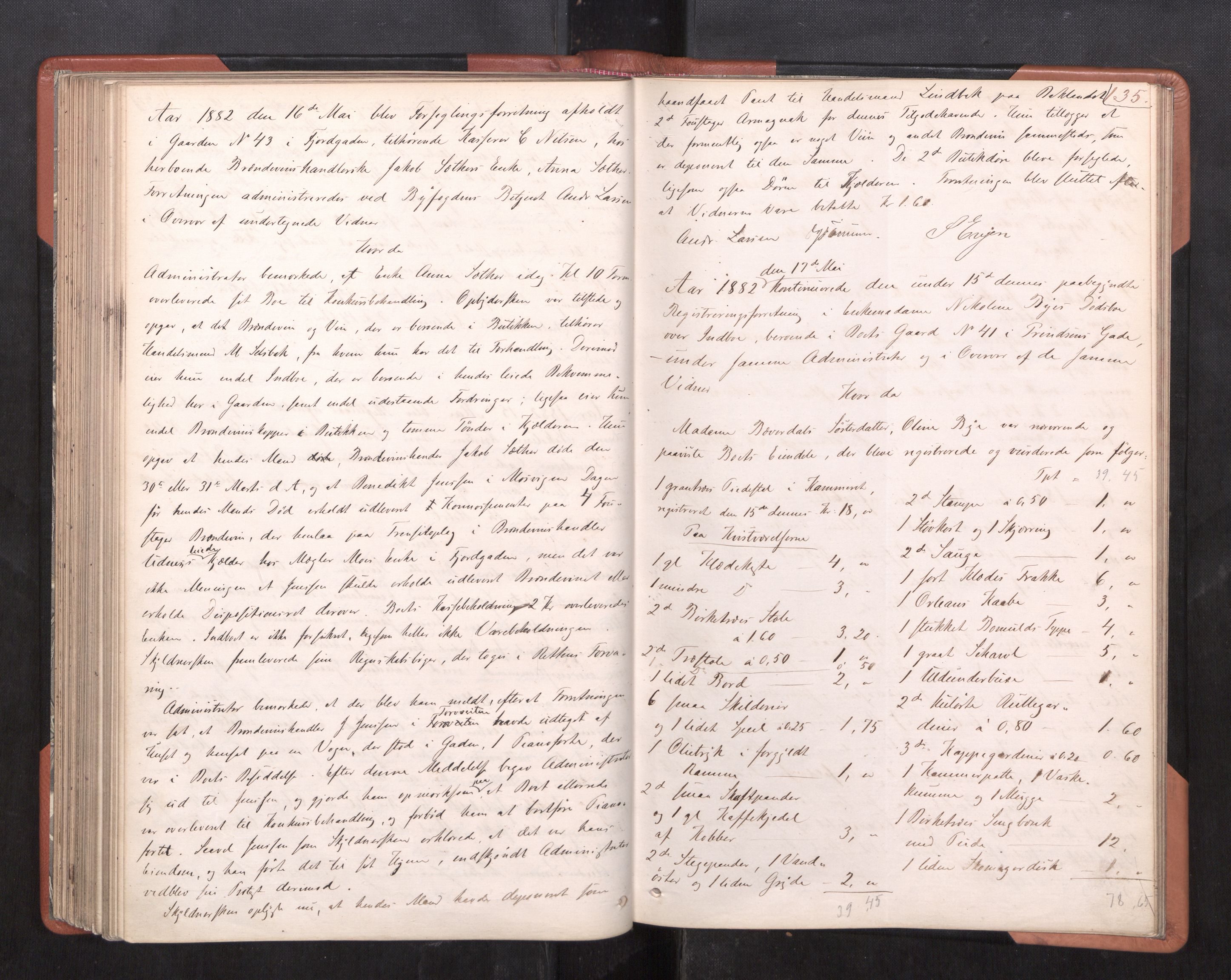 Trondheim byfogd, AV/SAT-A-0003/1/3/3C/L0008: Skifteregistreringsprotokoll (u/ register), 1878-1883, p. 135