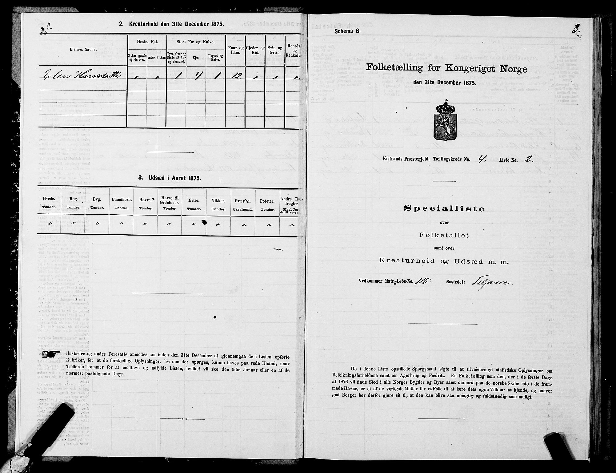 SATØ, 1875 census for 2020P Kistrand, 1875, p. 2003