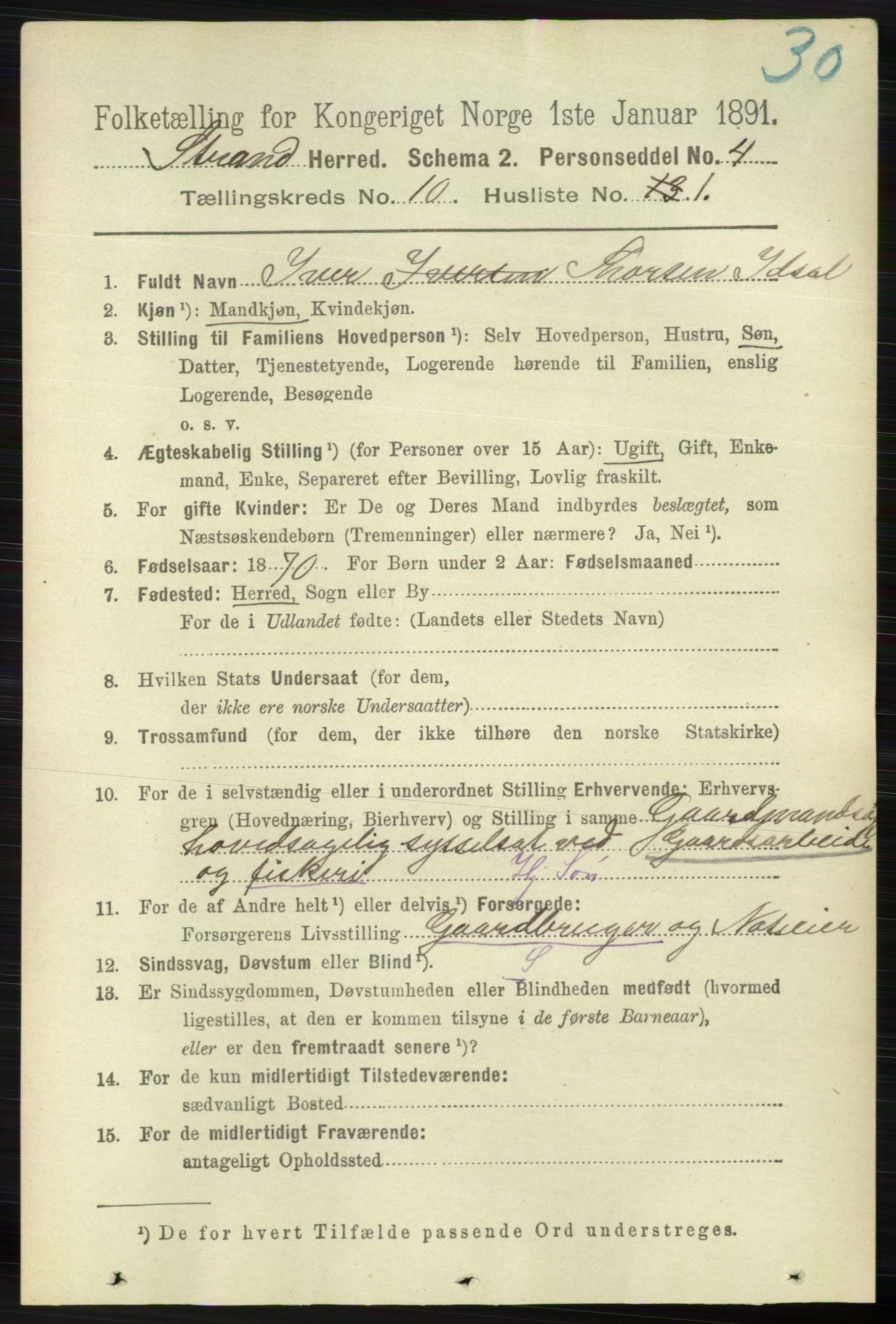 RA, 1891 census for 1130 Strand, 1891, p. 2734