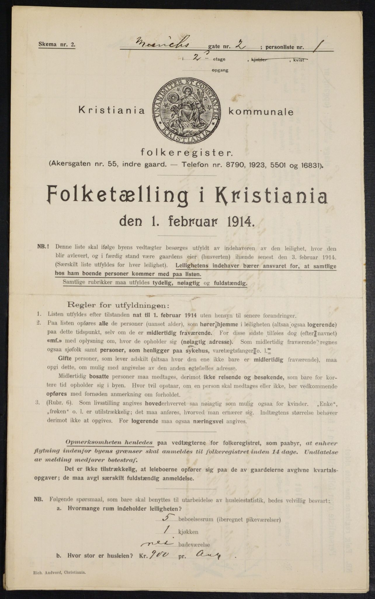 OBA, Municipal Census 1914 for Kristiania, 1914, p. 66611