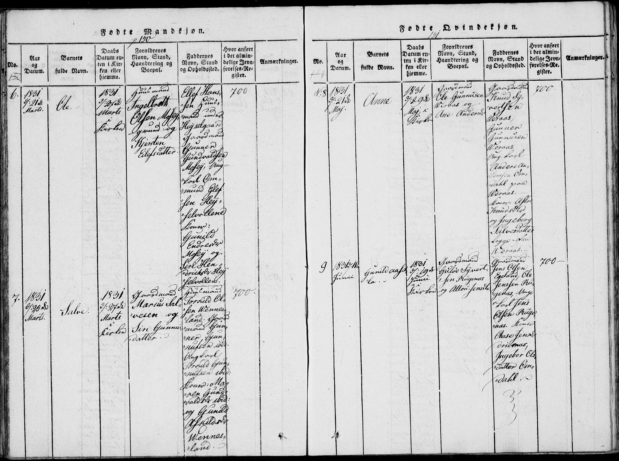 Vennesla sokneprestkontor, AV/SAK-1111-0045/Fa/Fab/L0003: Parish register (official) no. A 3, 1820-1834, p. 150-151