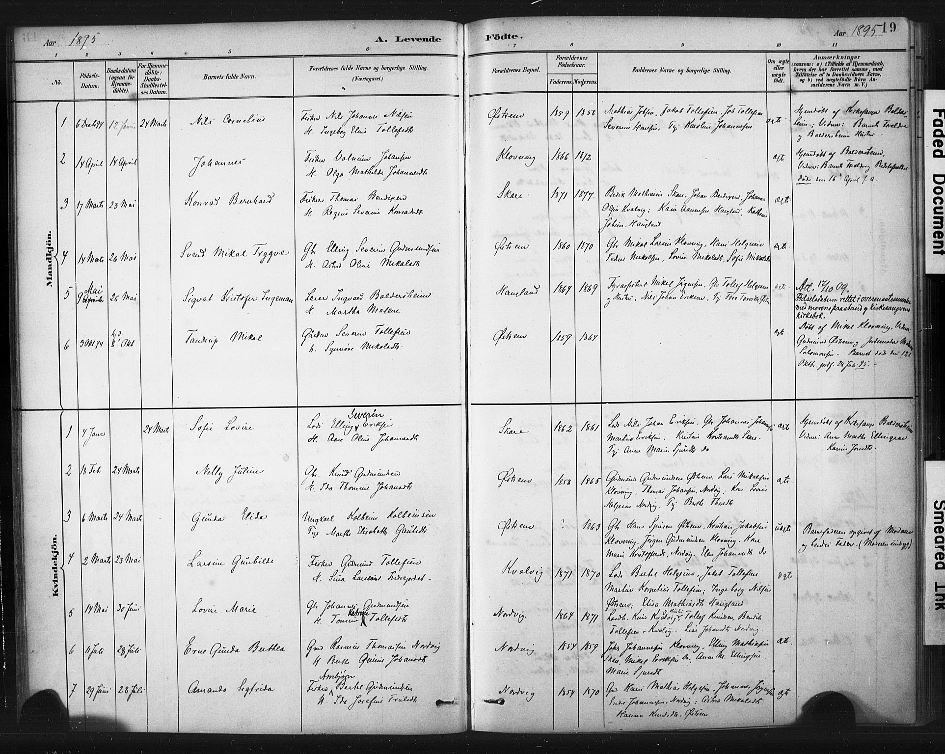 Torvastad sokneprestkontor, AV/SAST-A -101857/H/Ha/Haa/L0016: Parish register (official) no. A 15, 1883-1903, p. 19