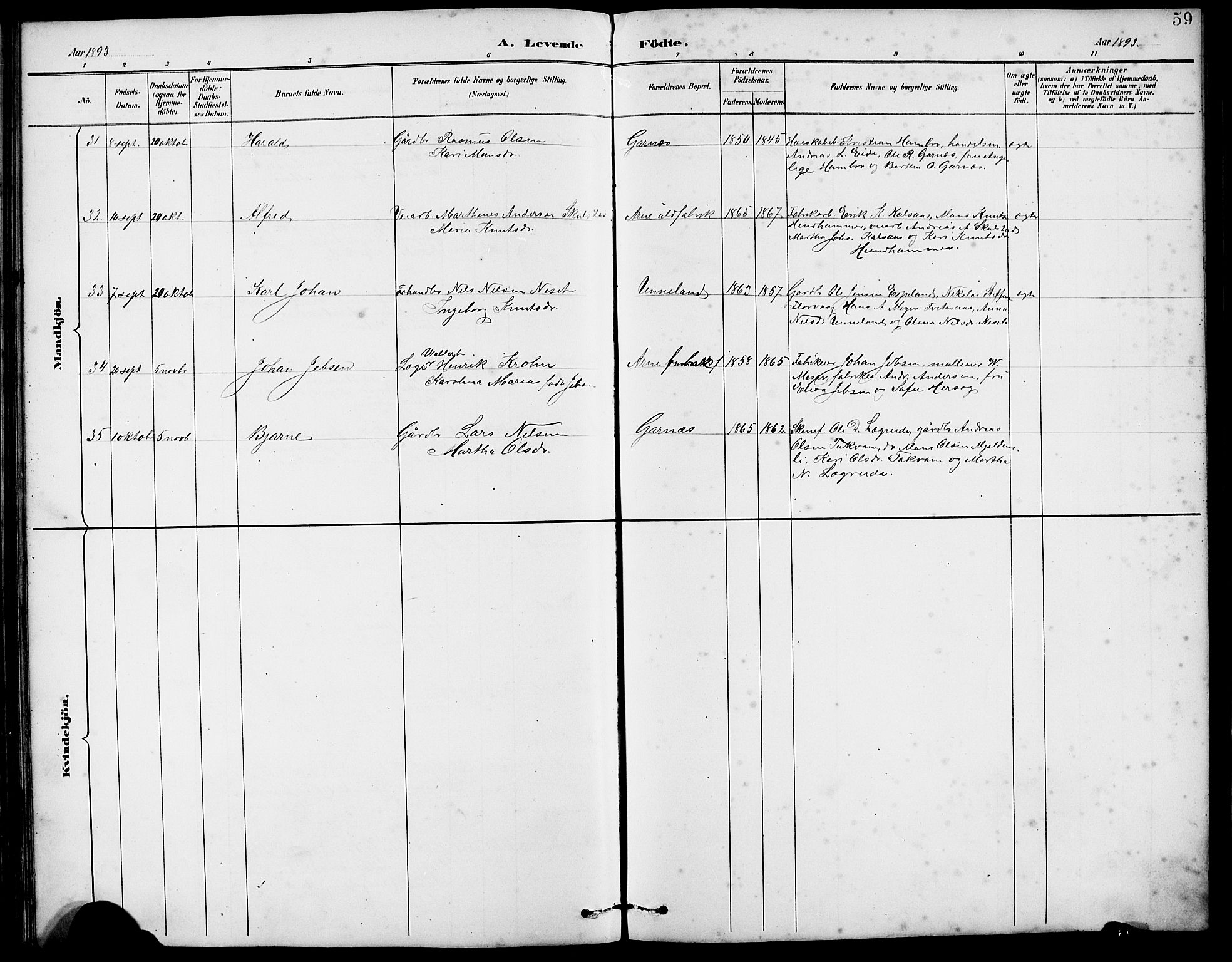 Arna Sokneprestembete, AV/SAB-A-74001/H/Ha/Hab: Parish register (copy) no. A 3, 1887-1897, p. 59