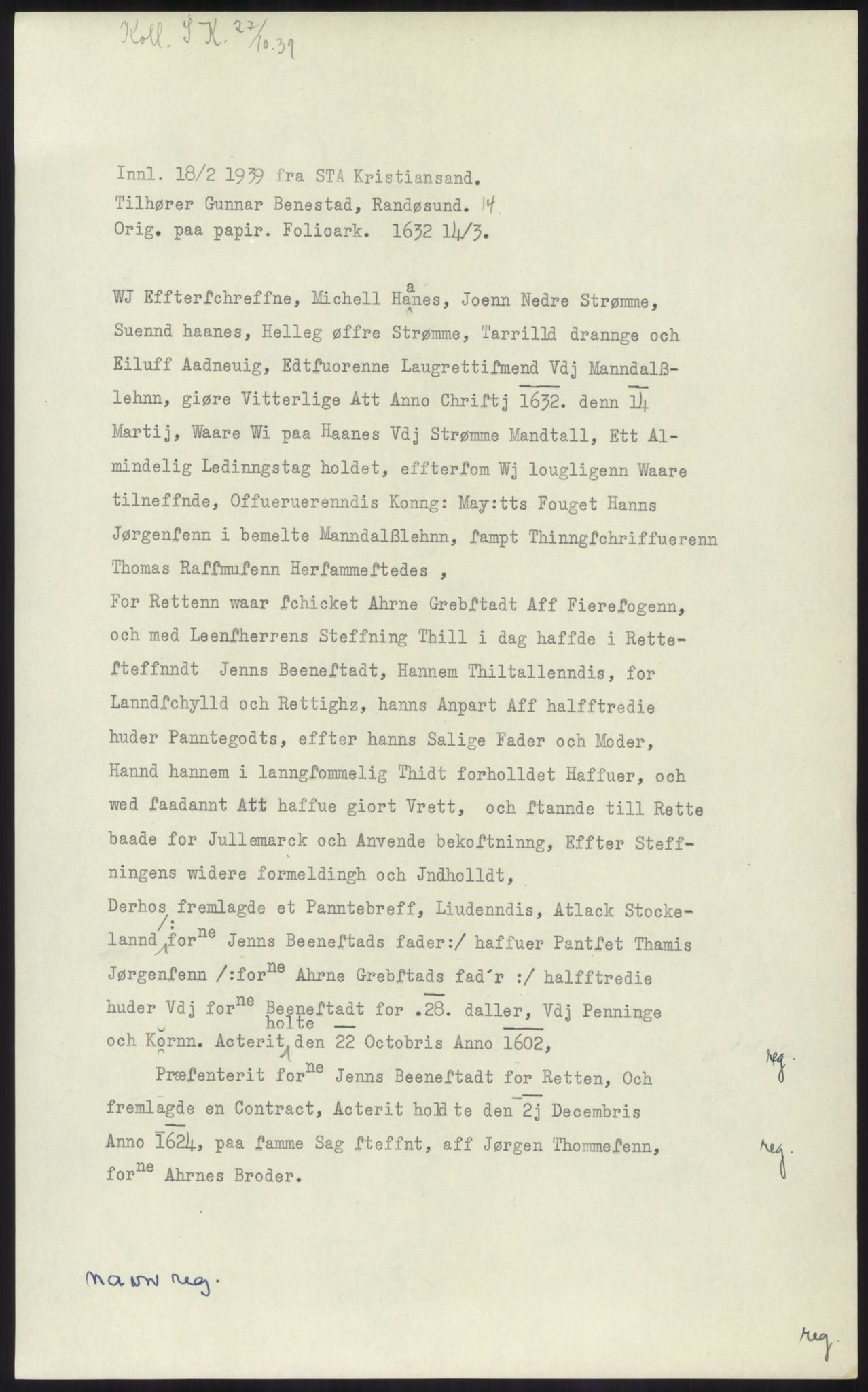 Samlinger til kildeutgivelse, Diplomavskriftsamlingen, RA/EA-4053/H/Ha, p. 629