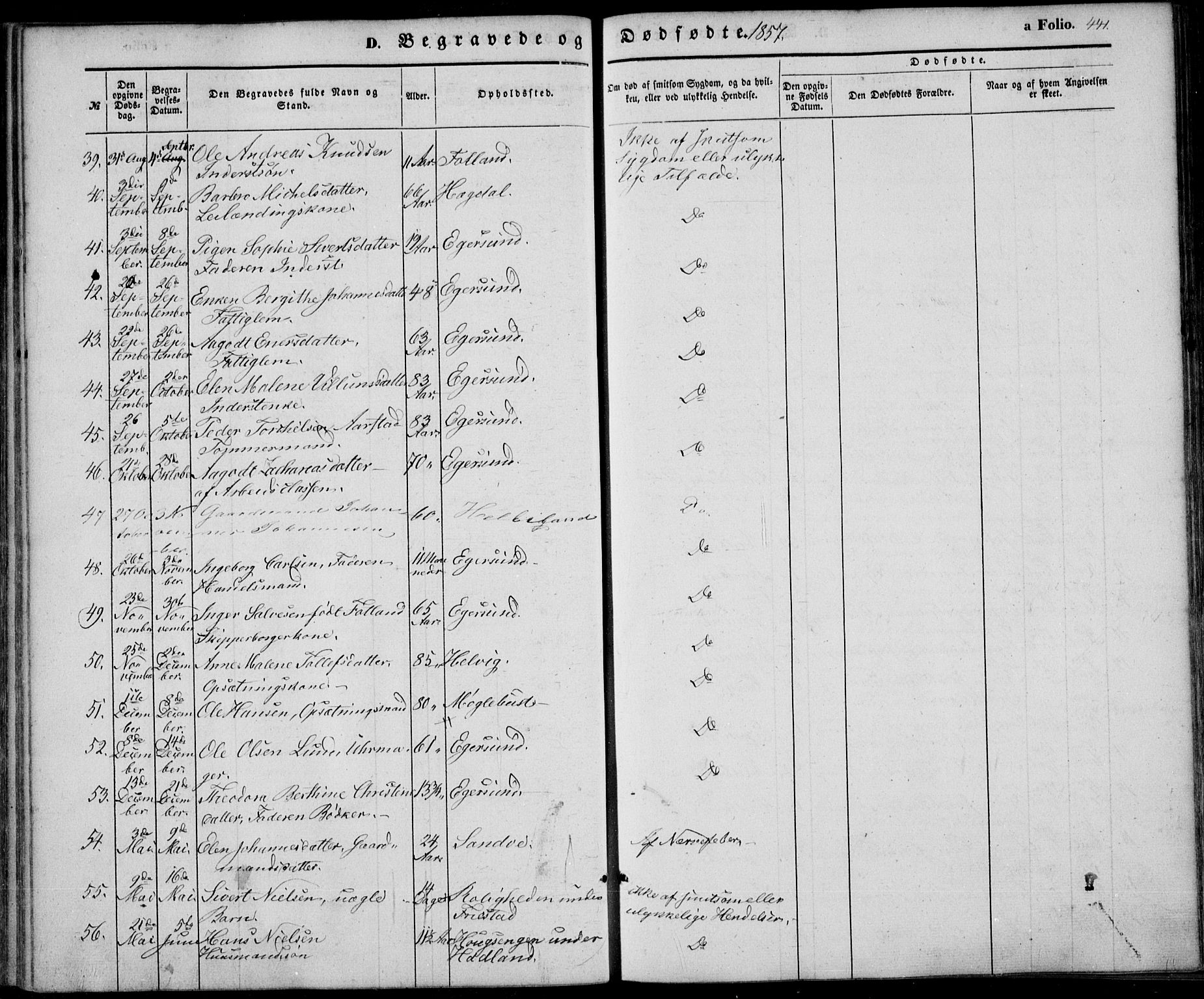 Eigersund sokneprestkontor, SAST/A-101807/S08/L0013: Parish register (official) no. A 12.2, 1850-1865, p. 441