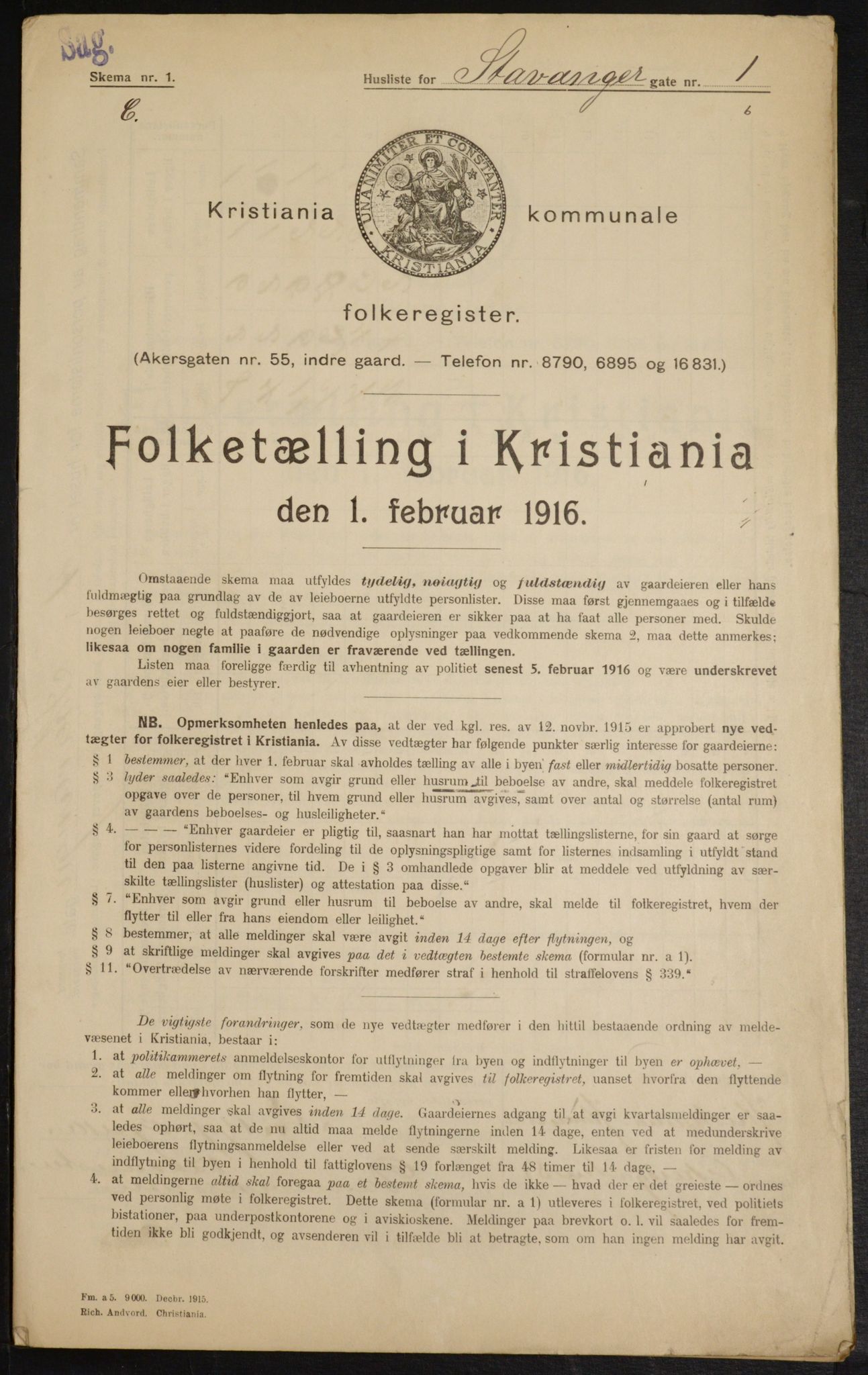 OBA, Municipal Census 1916 for Kristiania, 1916, p. 103276