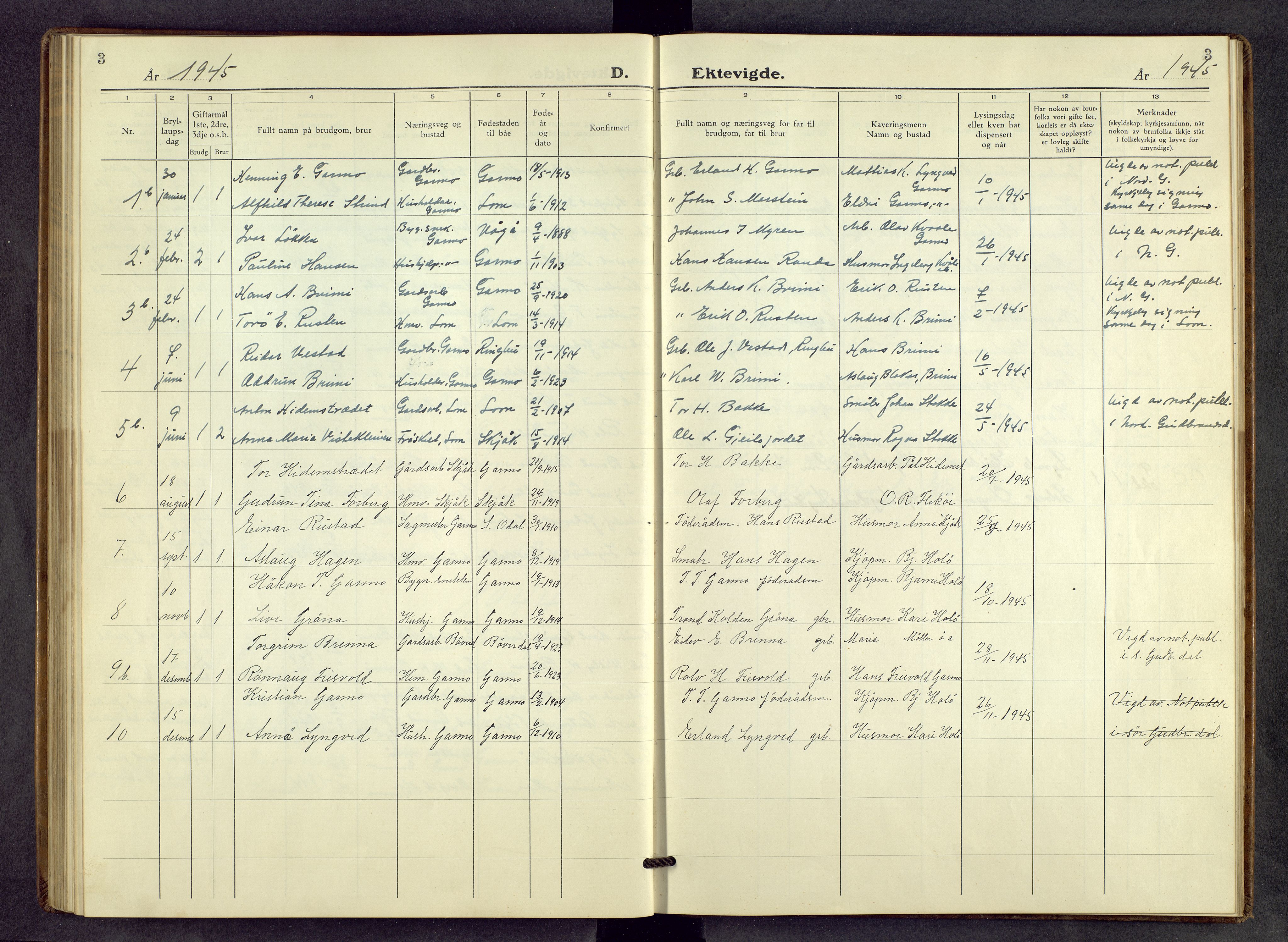 Lom prestekontor, SAH/PREST-070/L/L0010: Parish register (copy) no. 10, 1940-1963, p. 3