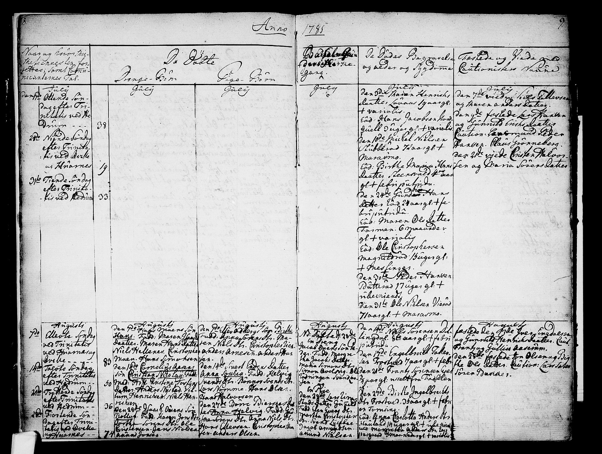 Hedrum kirkebøker, AV/SAKO-A-344/F/Fa/L0002: Parish register (official) no. I 2, 1785-1807, p. 8-9