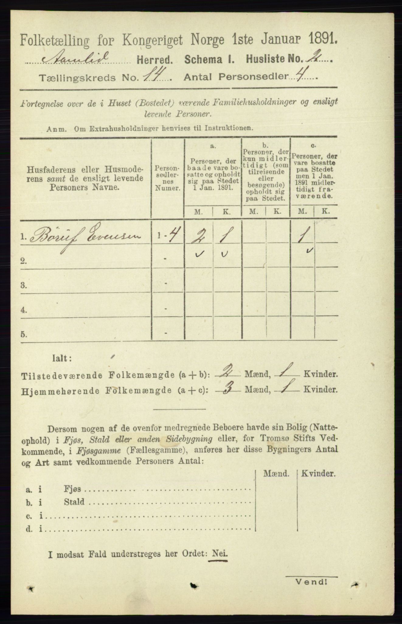 RA, 1891 census for 0929 Åmli, 1891, p. 2228