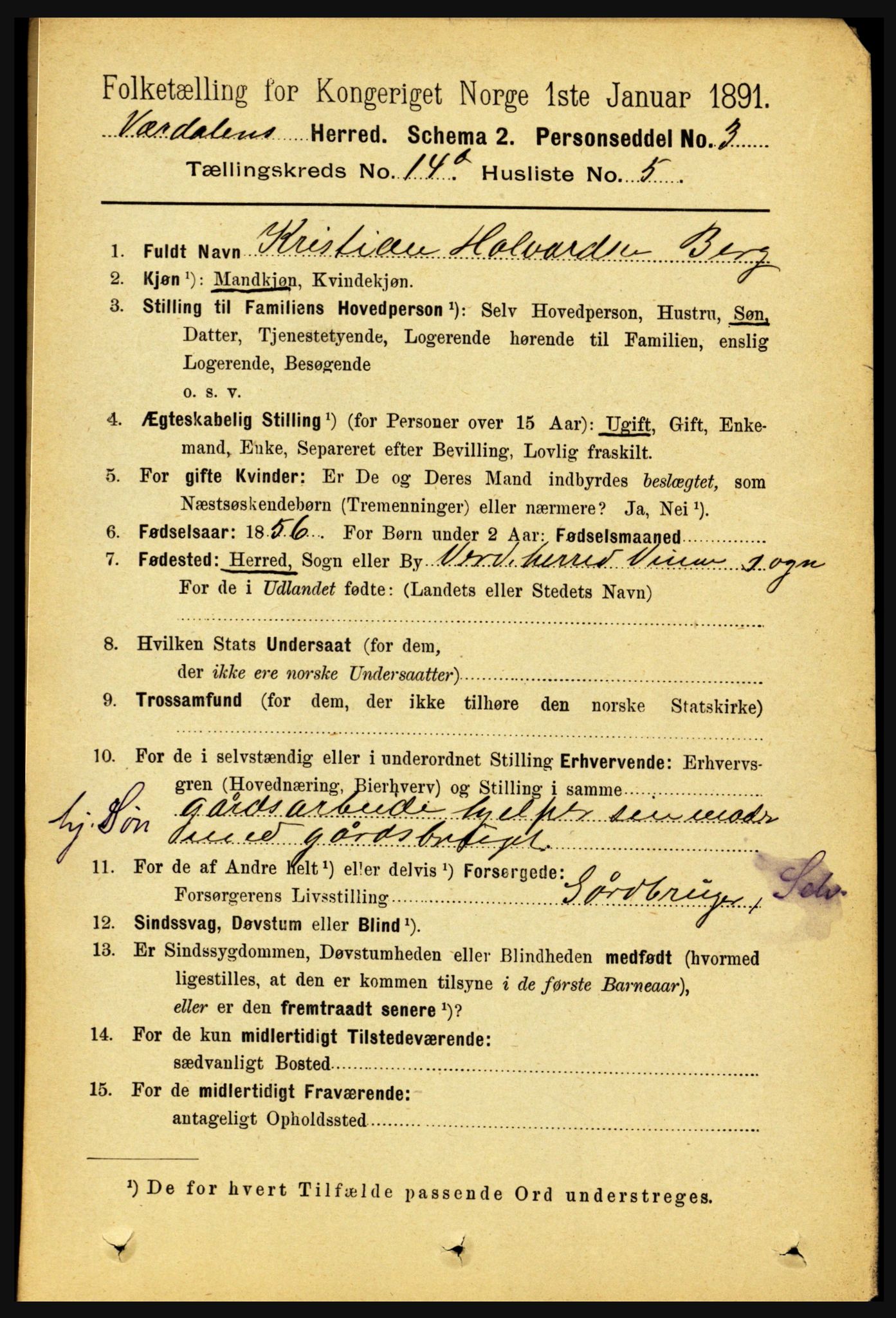 RA, 1891 census for 1721 Verdal, 1891, p. 7388