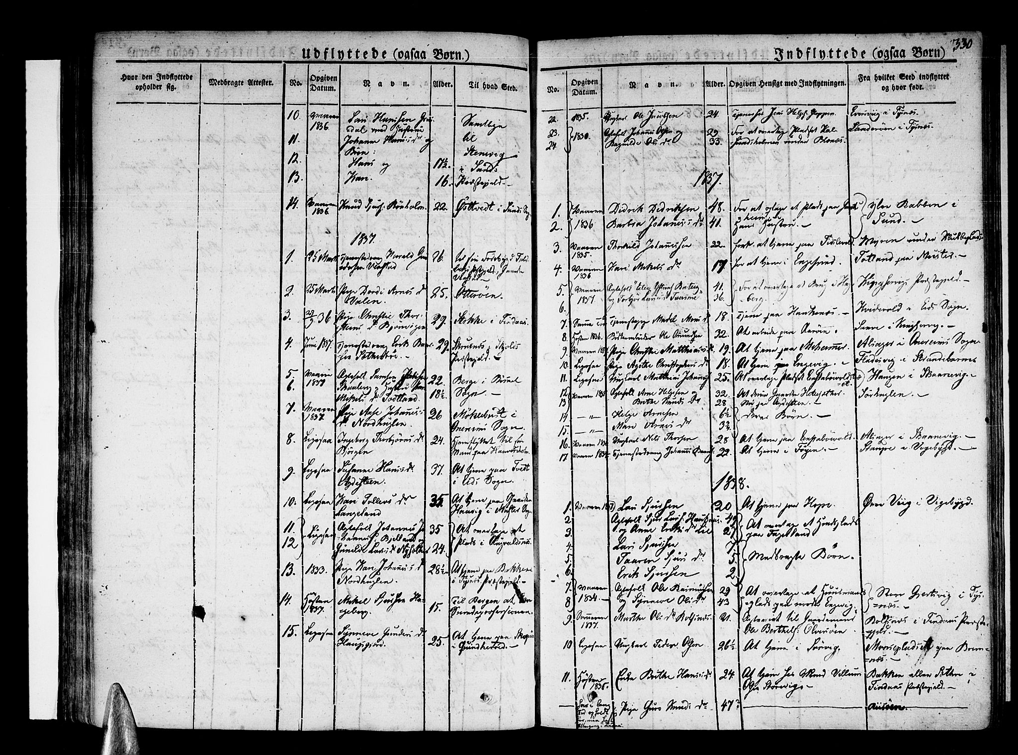 Stord sokneprestembete, AV/SAB-A-78201/H/Haa: Parish register (official) no. A 6, 1826-1840, p. 330