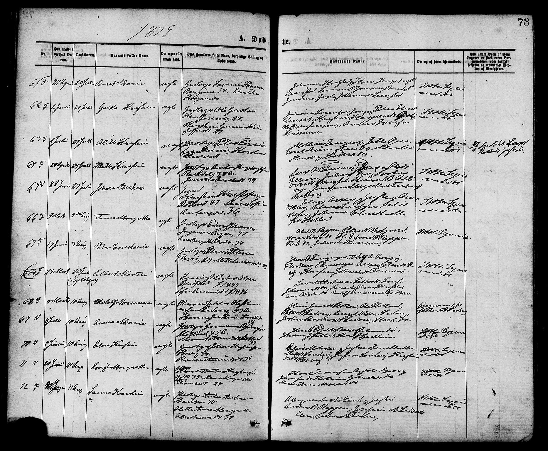 Ministerialprotokoller, klokkerbøker og fødselsregistre - Nord-Trøndelag, SAT/A-1458/773/L0616: Parish register (official) no. 773A07, 1870-1887, p. 73