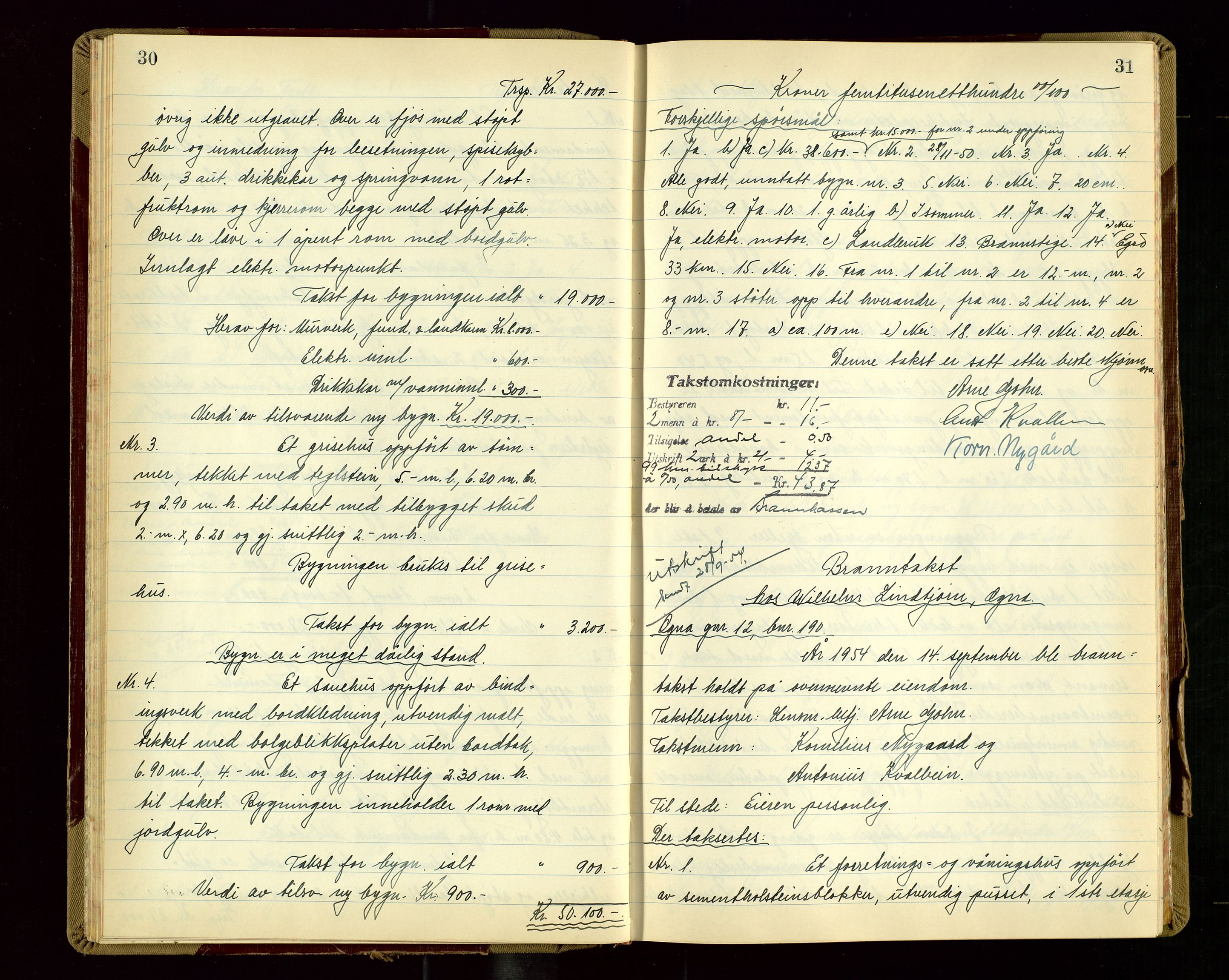 Eigersund lensmannskontor, AV/SAST-A-100171/Goa/L0013: "Branntakstprotokoll", 1954-1955, p. 30-31
