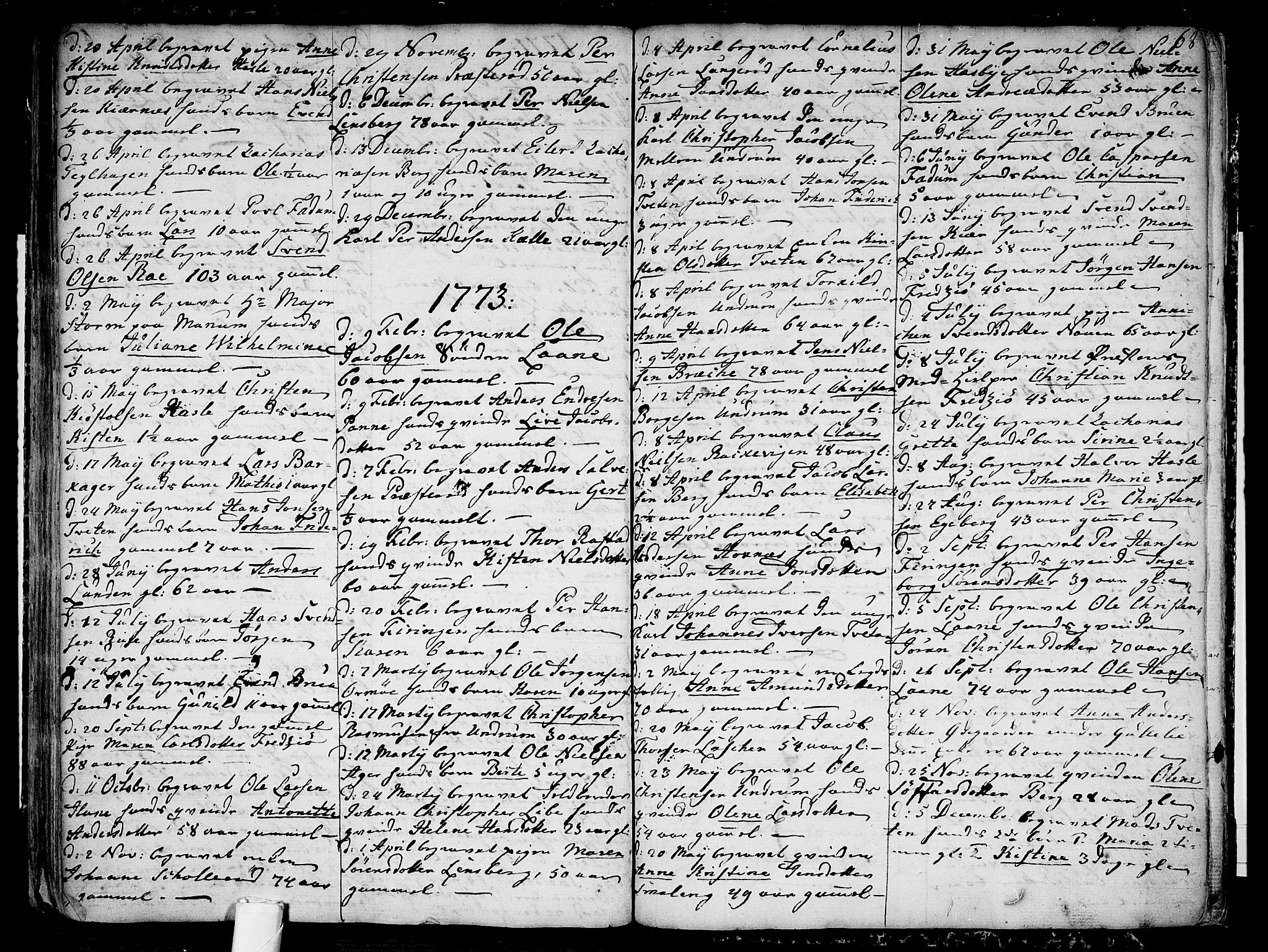 Sem kirkebøker, AV/SAKO-A-5/F/Fa/L0002: Parish register (official) no. I 2, 1764-1798, p. 68