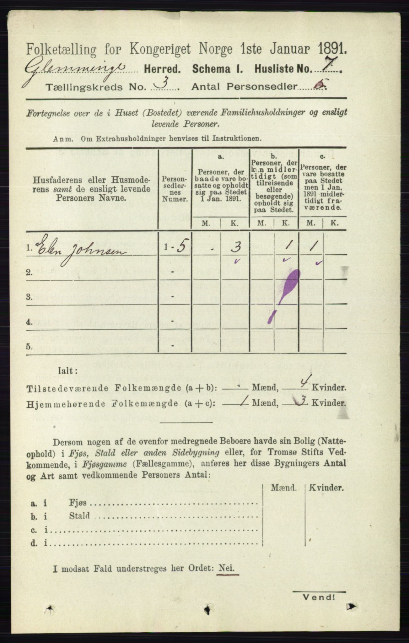 RA, 1891 census for 0132 Glemmen, 1891, p. 1797