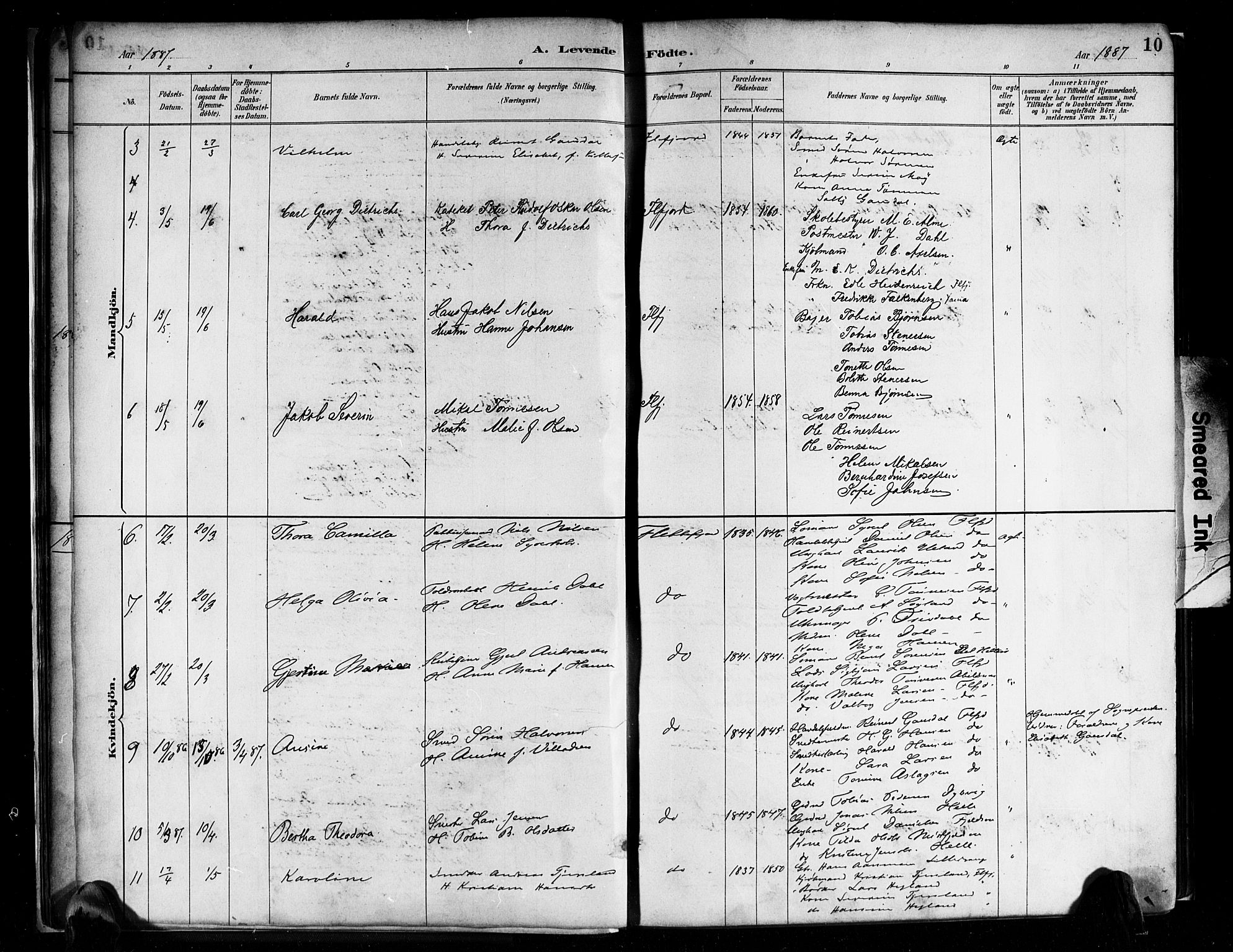 Flekkefjord sokneprestkontor, SAK/1111-0012/F/Fa/Faa/L0001: Parish register (official) no. A 1, 1885-1900, p. 10