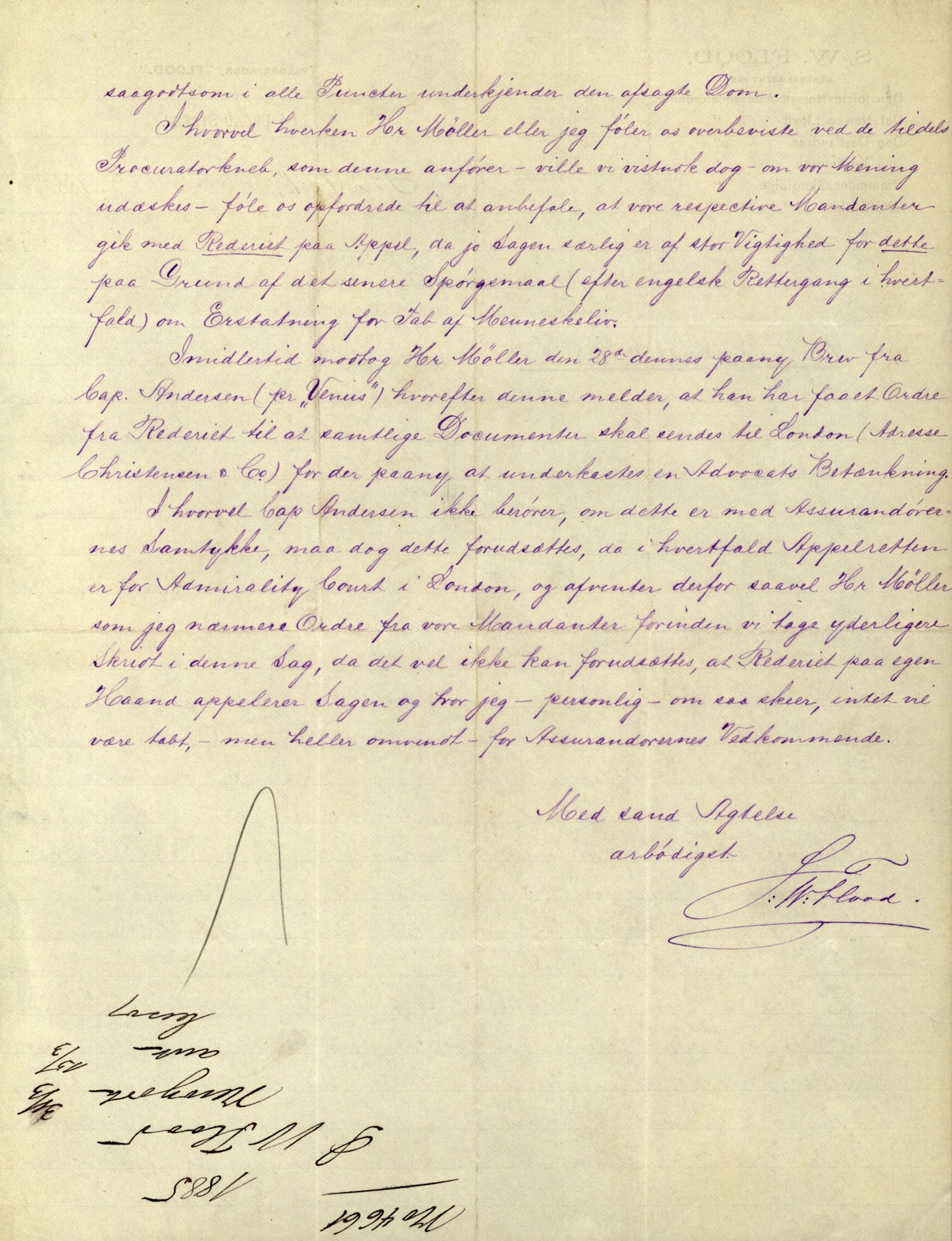 Pa 63 - Østlandske skibsassuranceforening, VEMU/A-1079/G/Ga/L0017/0014: Havaridokumenter / Petrus, Vera, Venus, Iphigenia, Jarlsberg, Harmonia, 1884, p. 47