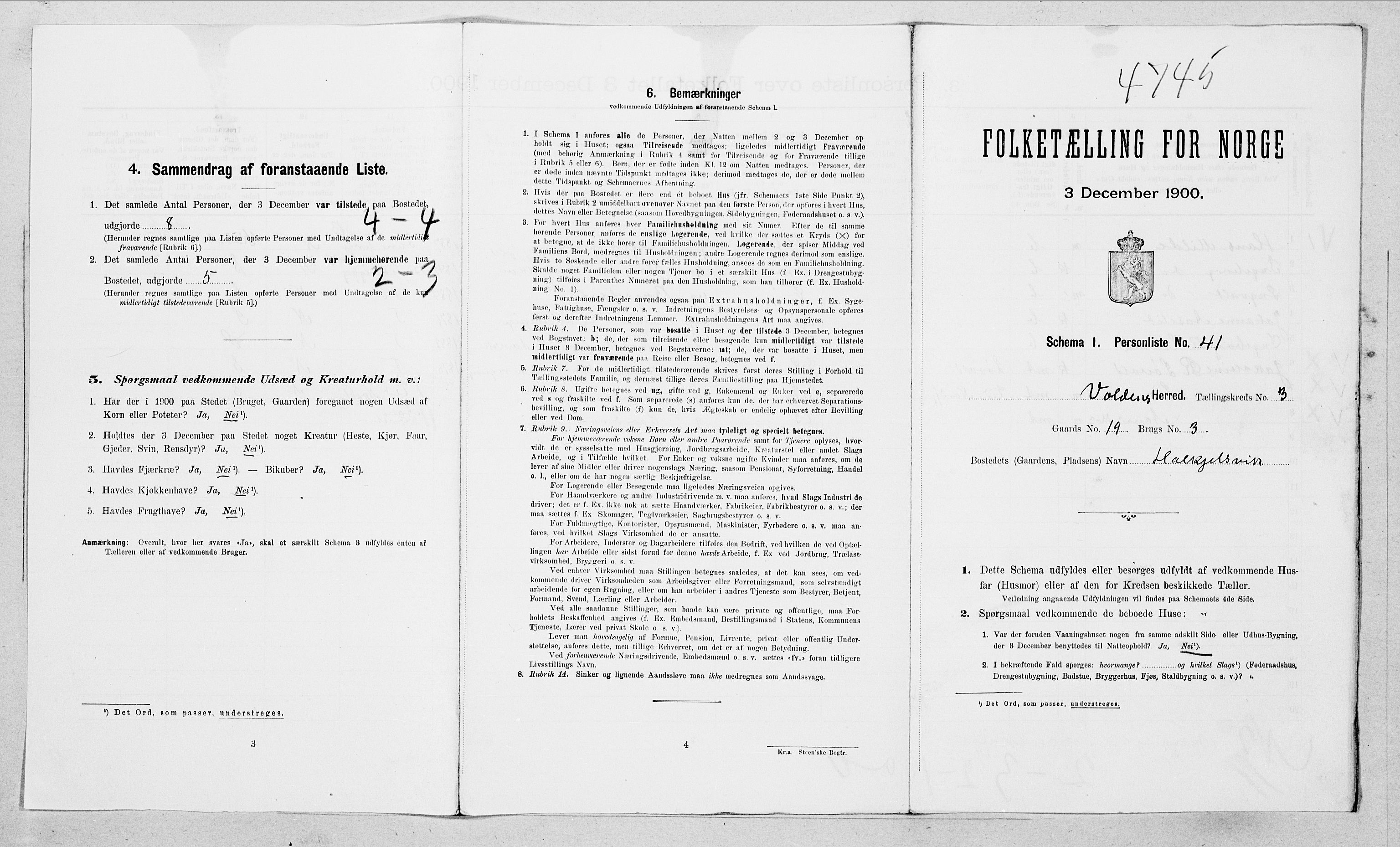 SAT, 1900 census for Volda, 1900, p. 307