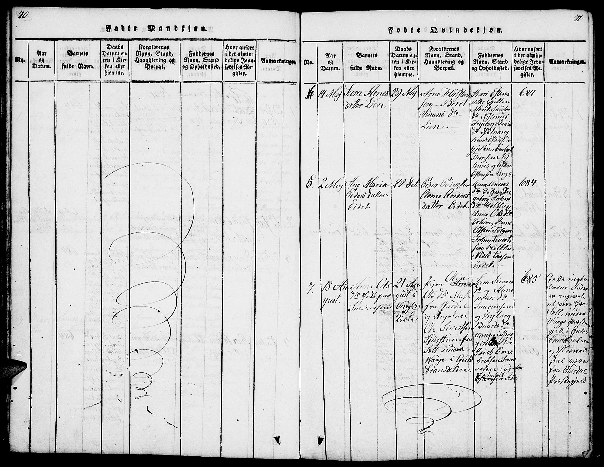 Tolga prestekontor, AV/SAH-PREST-062/L/L0003: Parish register (copy) no. 3, 1815-1862, p. 40-41