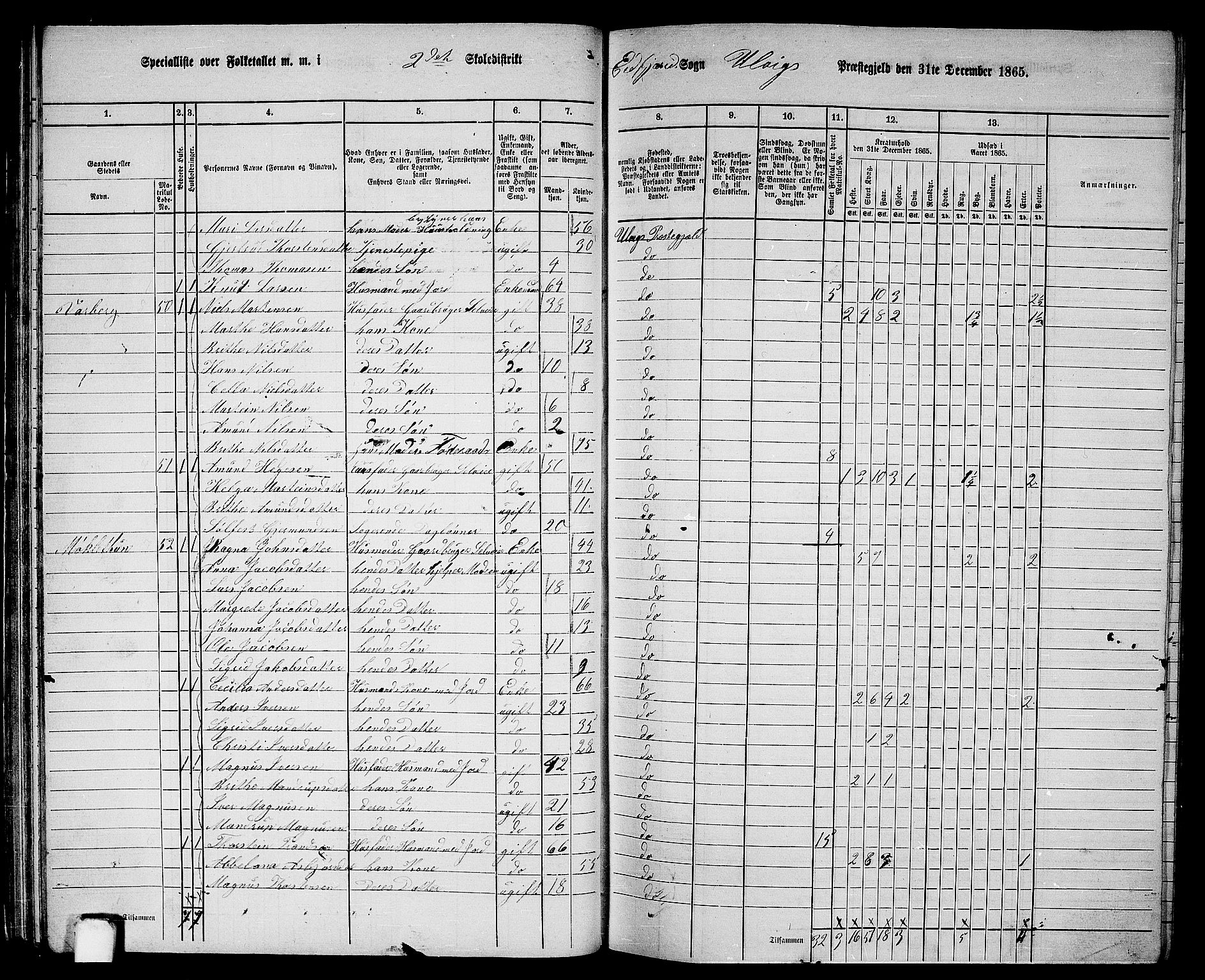 RA, 1865 census for Ulvik, 1865, p. 41