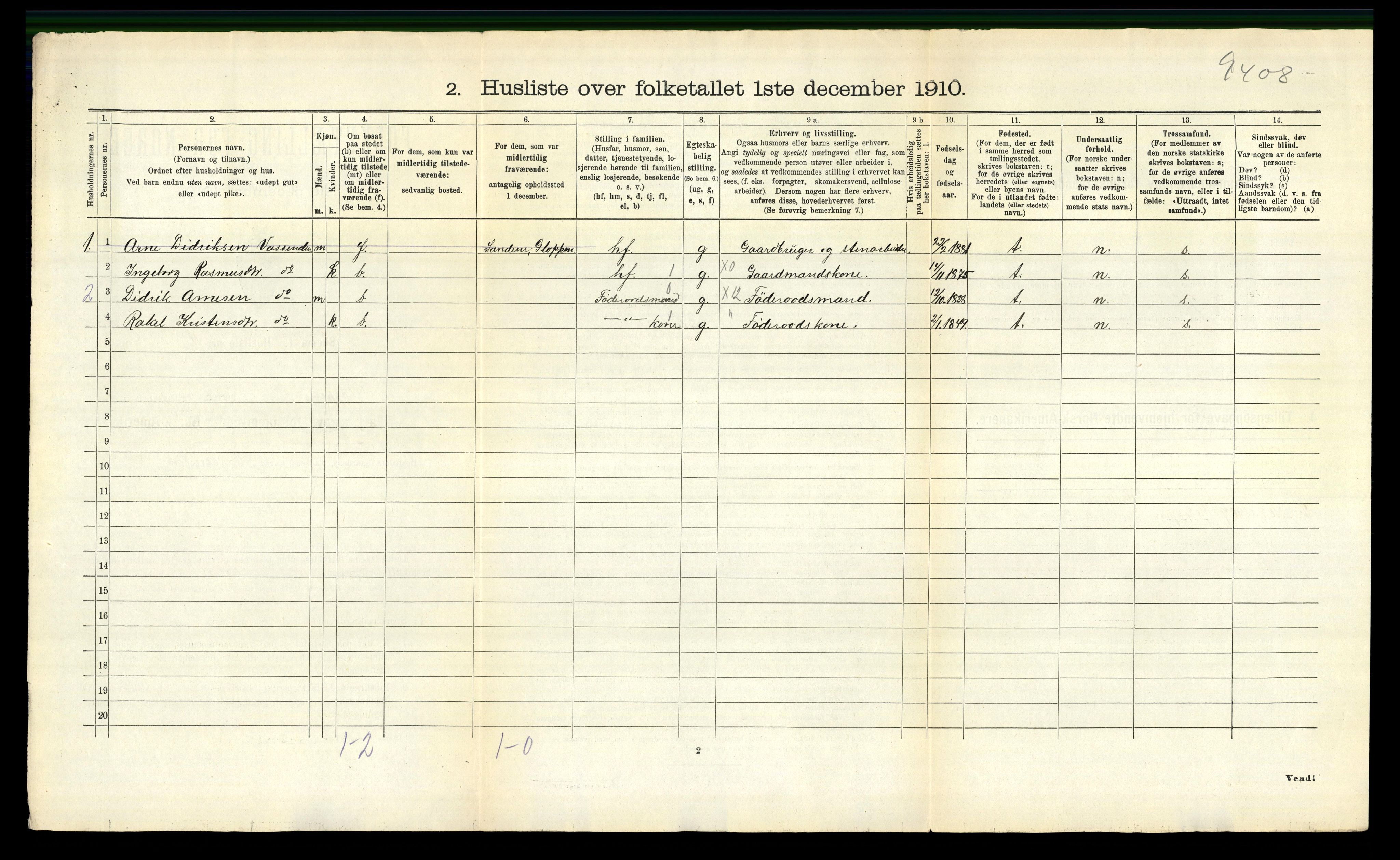 RA, 1910 census for Gloppen, 1910, p. 51