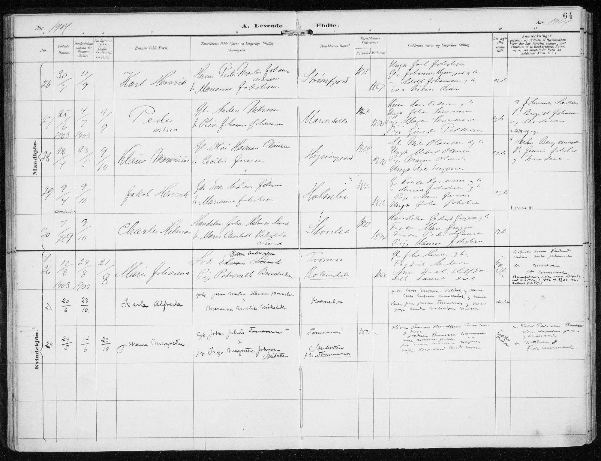 Skjervøy sokneprestkontor, SATØ/S-1300/H/Ha/Haa/L0017kirke: Parish register (official) no. 17, 1895-1911, p. 64