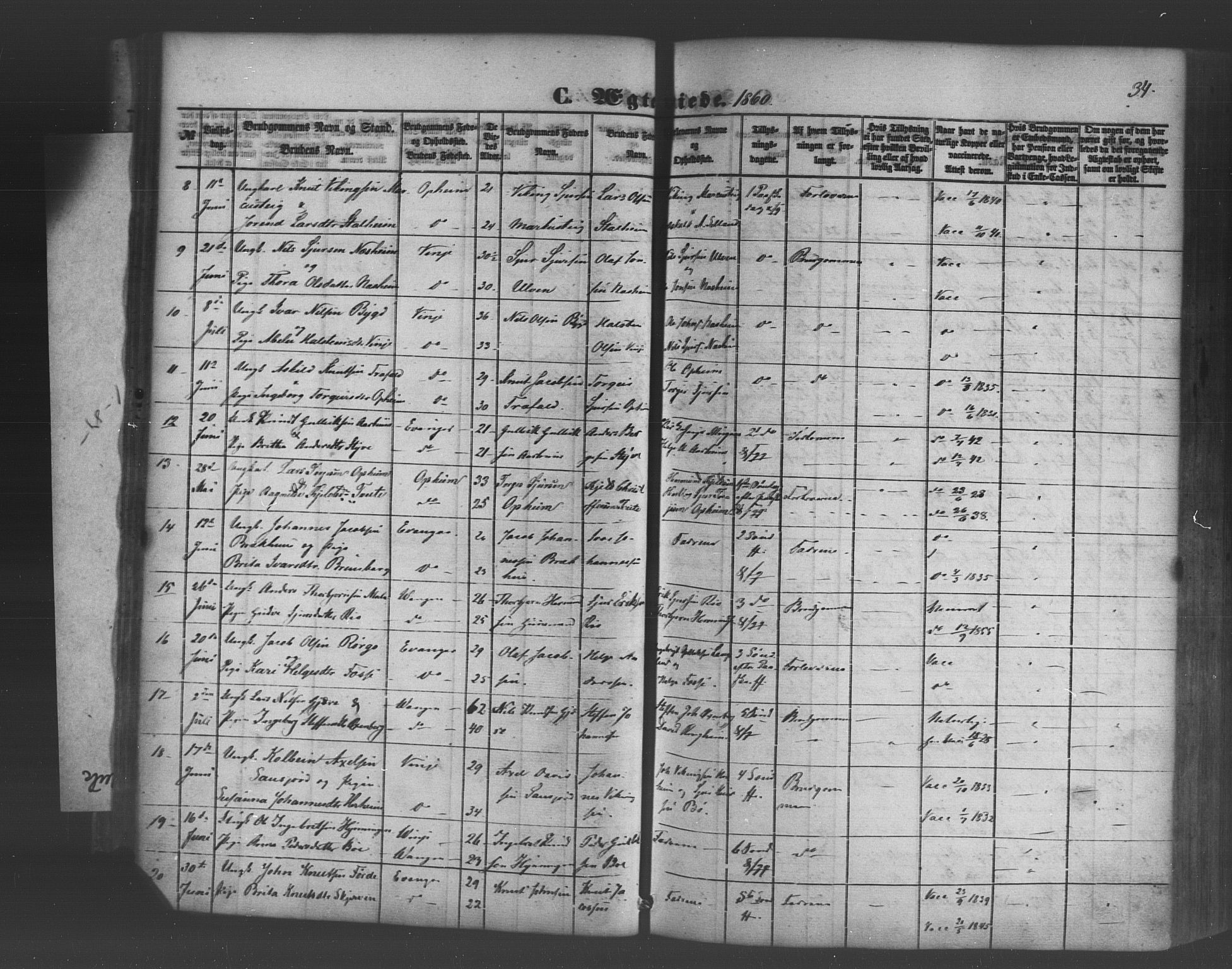 Voss sokneprestembete, SAB/A-79001/H/Haa: Parish register (official) no. A 19, 1851-1886, p. 34