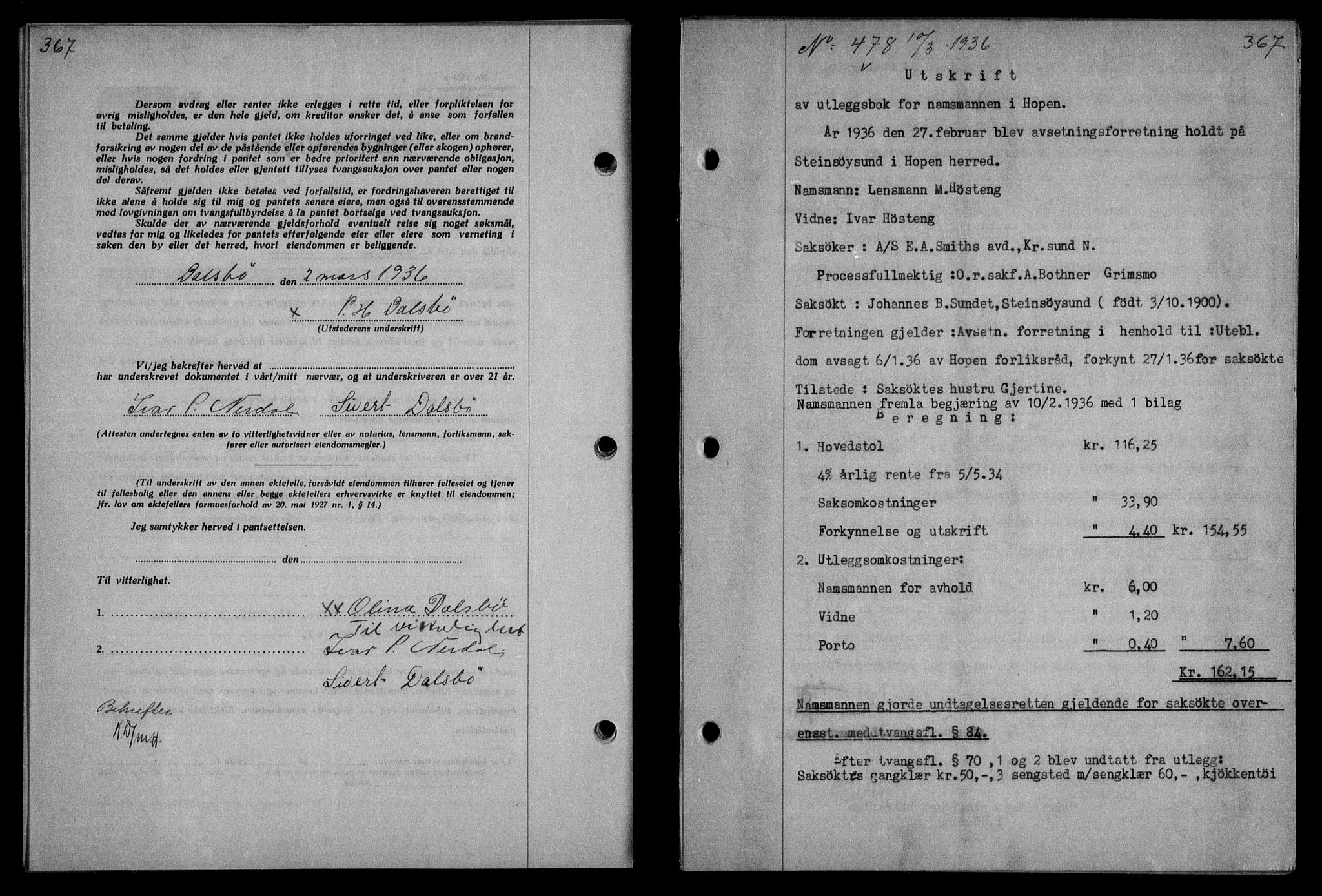 Nordmøre sorenskriveri, AV/SAT-A-4132/1/2/2Ca/L0087: Mortgage book no. 77, 1935-1936, Deed date: 10.03.1936