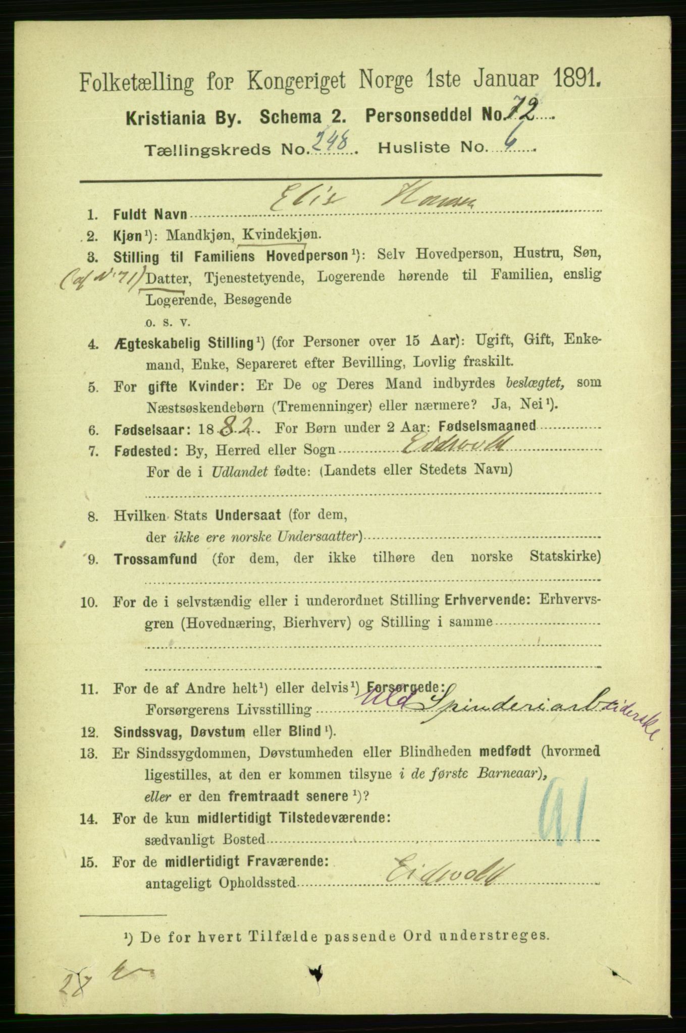 RA, 1891 census for 0301 Kristiania, 1891, p. 151295