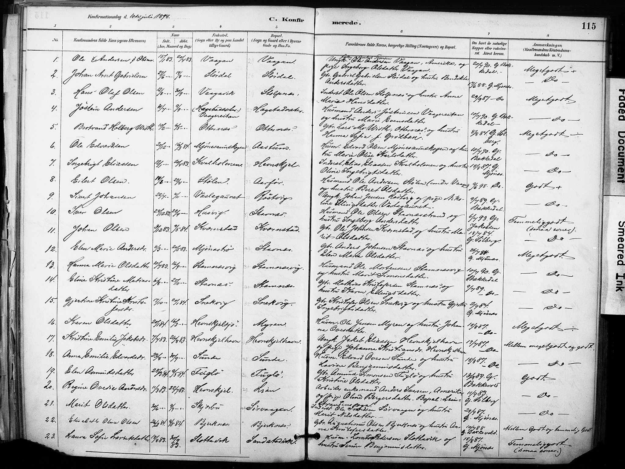 Ministerialprotokoller, klokkerbøker og fødselsregistre - Sør-Trøndelag, SAT/A-1456/633/L0518: Parish register (official) no. 633A01, 1884-1906, p. 115