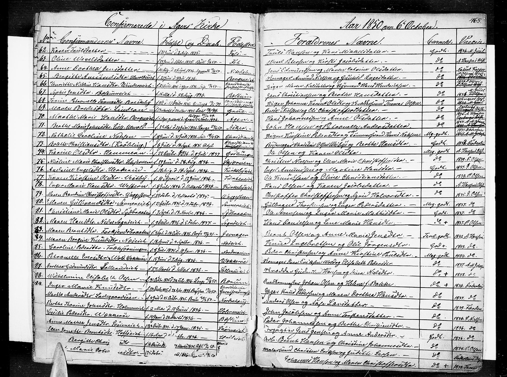 Aker prestekontor kirkebøker, SAO/A-10861/F/L0018: Parish register (official) no. 17, 1829-1852, p. 465